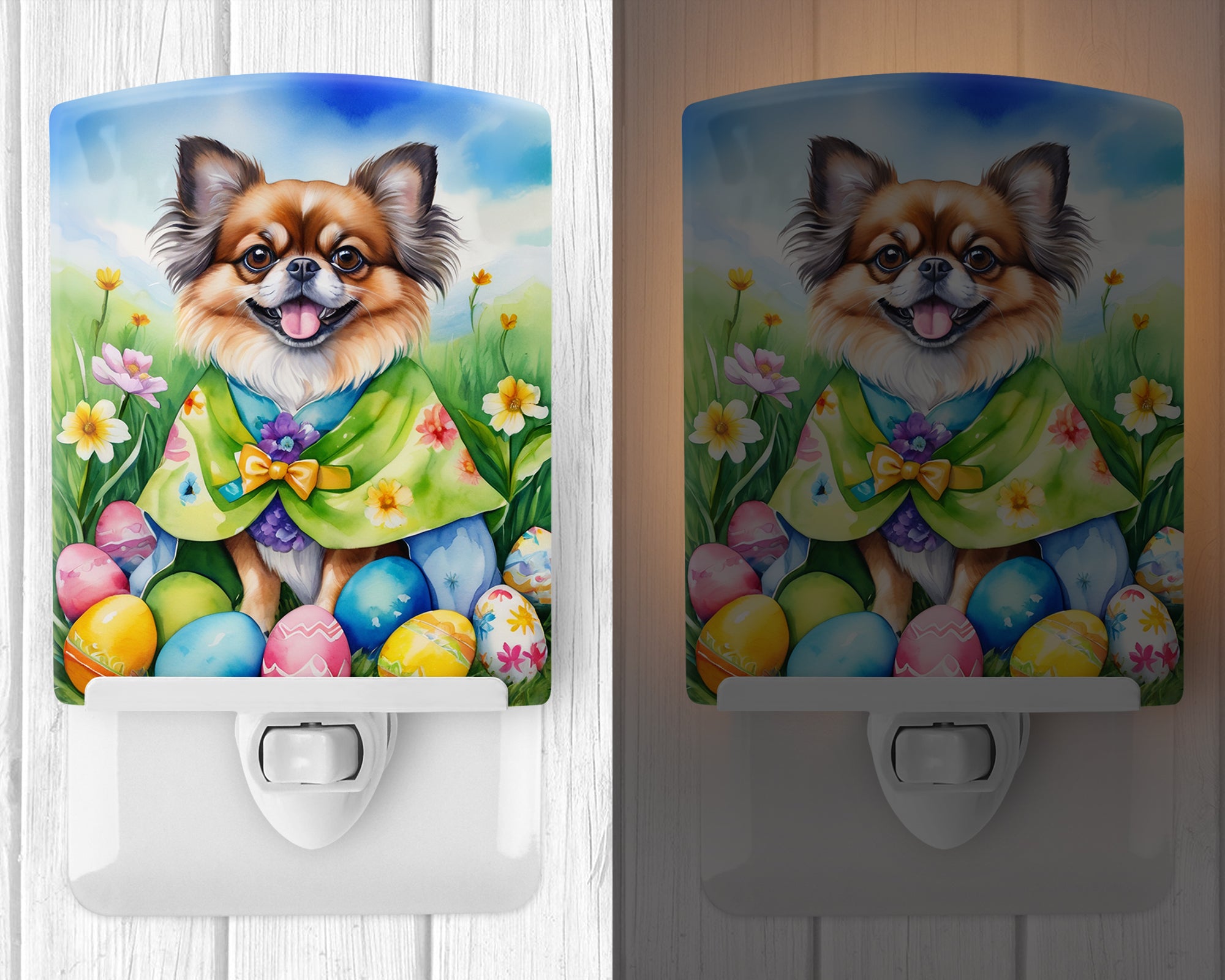 Tibetan Spaniel Easter Egg Hunt Ceramic Night Light