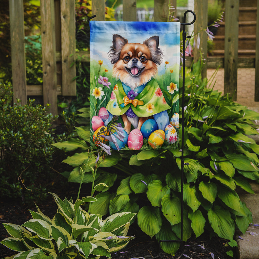 Tibetan Spaniel Easter Egg Hunt Garden Flag