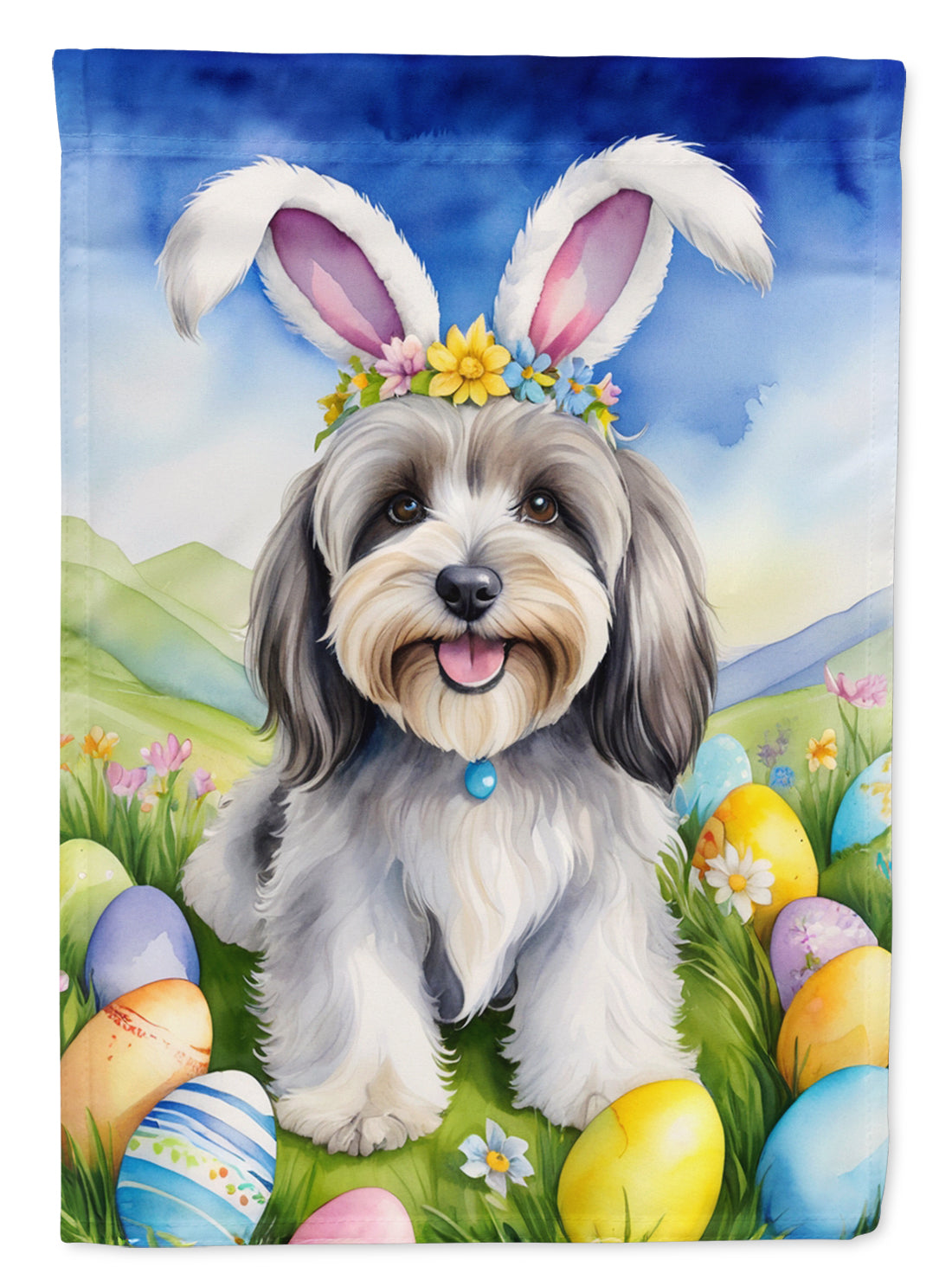 Buy this Tibetan Terrier Easter Egg Hunt House Flag