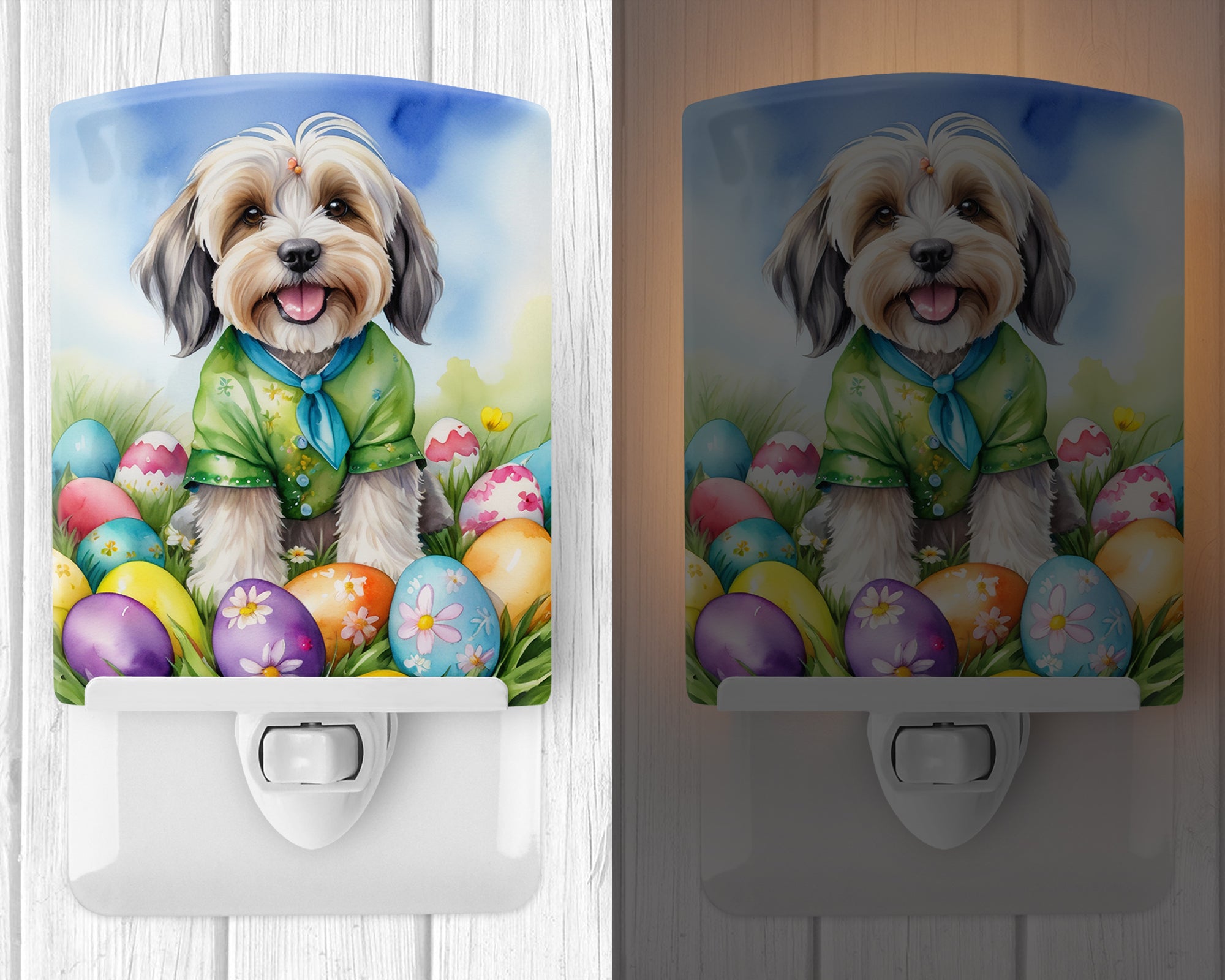 Buy this Tibetan Terrier Easter Egg Hunt Ceramic Night Light