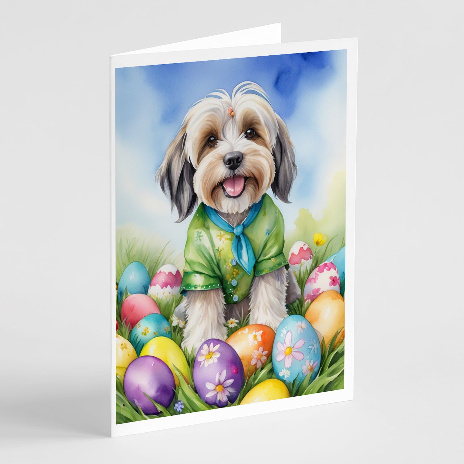 Buy this Tibetan Terrier Easter Egg Hunt Greeting Cards Pack of 8