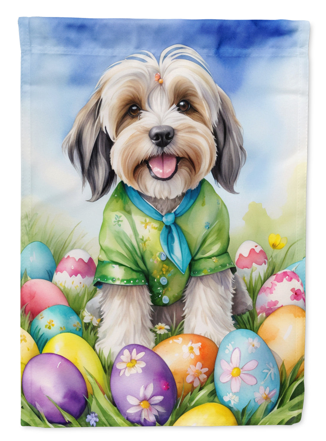 Buy this Tibetan Terrier Easter Egg Hunt Garden Flag