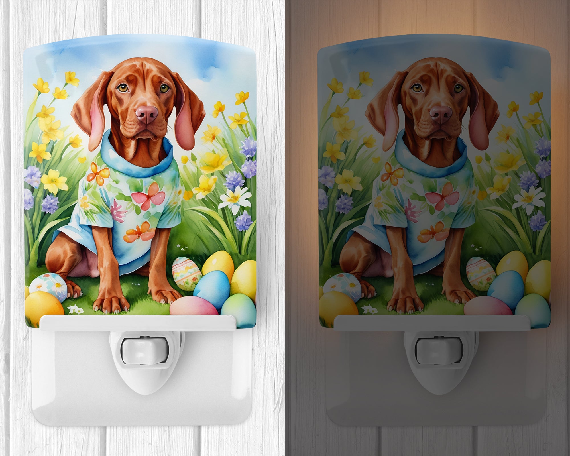 Vizsla Easter Egg Hunt Ceramic Night Light