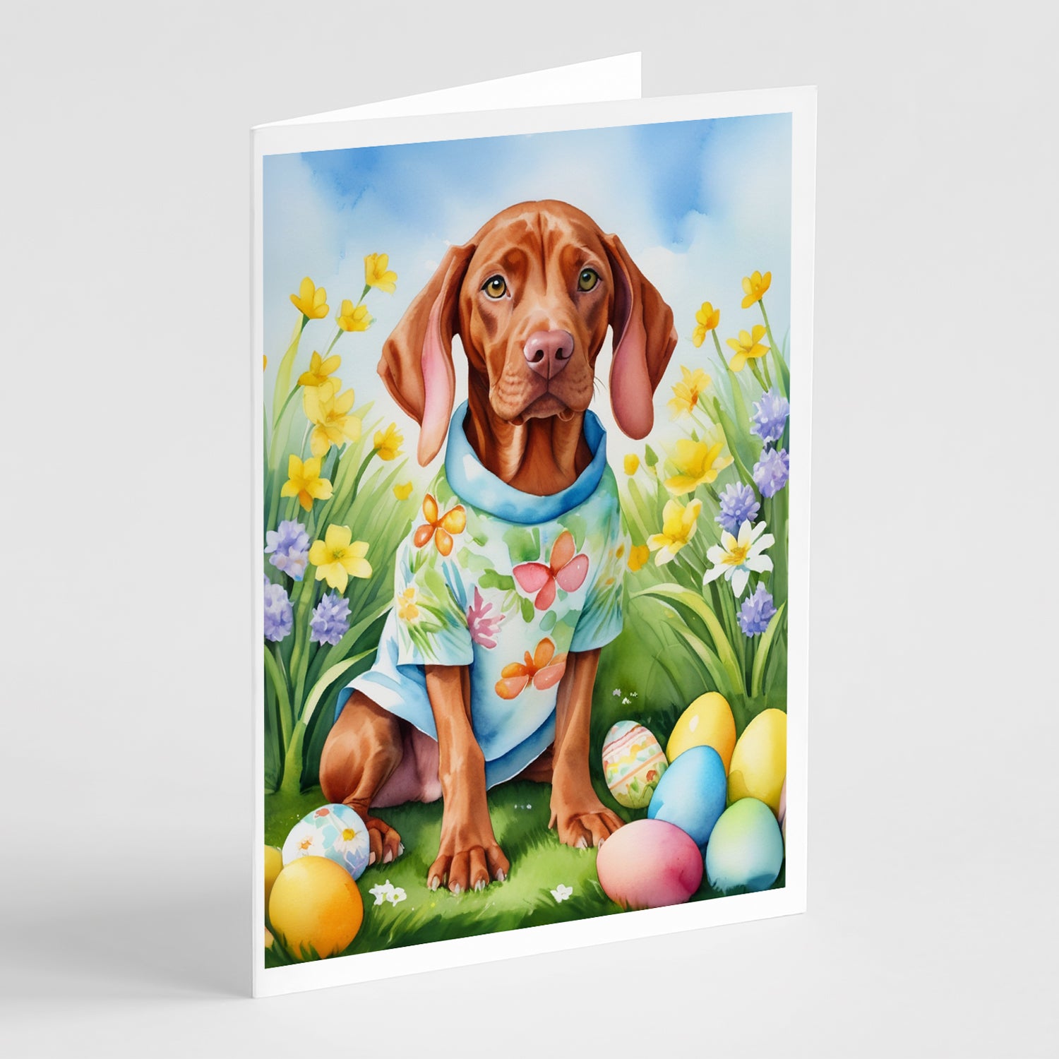 Buy this Vizsla Easter Egg Hunt Greeting Cards Pack of 8