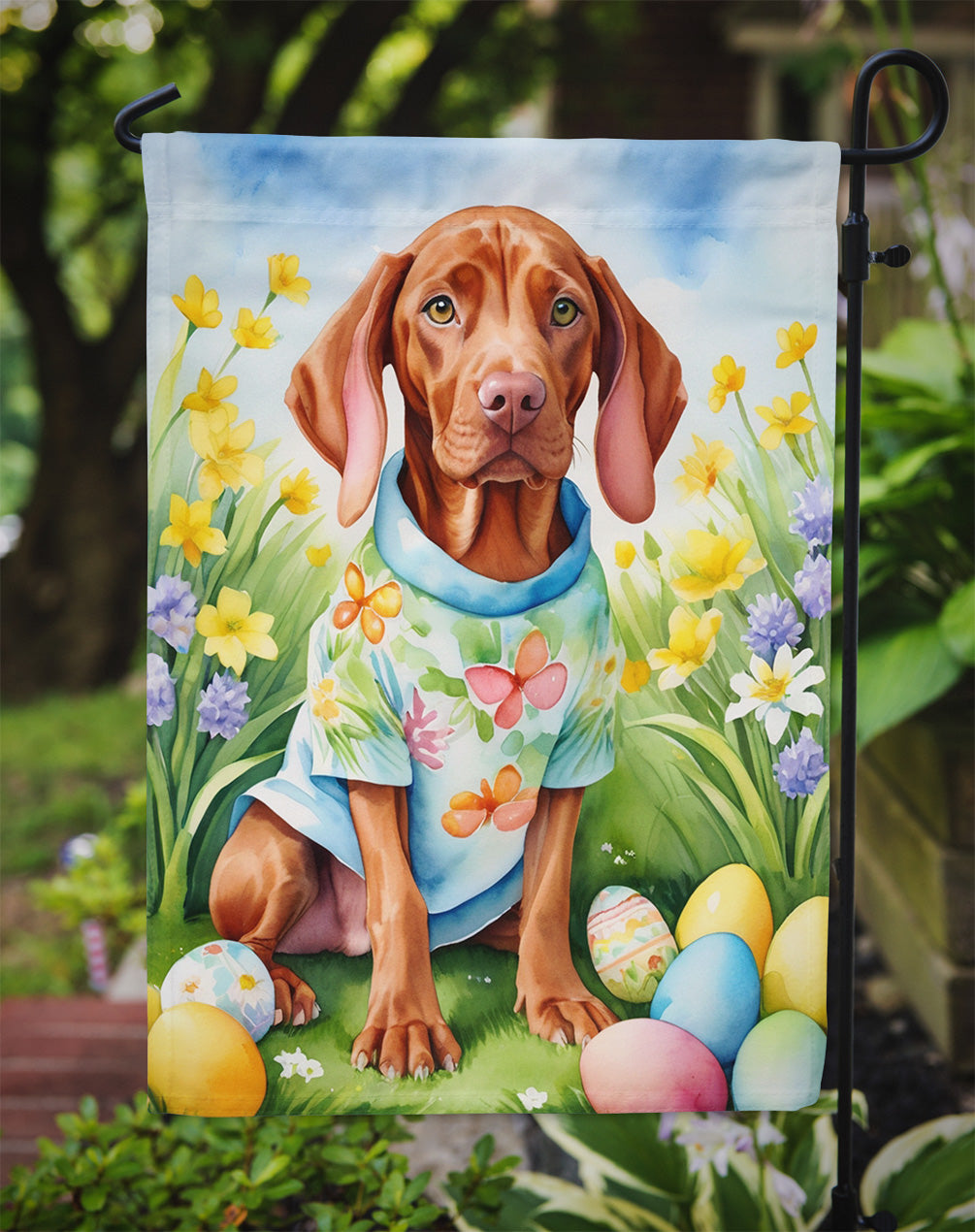 Vizsla Easter Egg Hunt Garden Flag