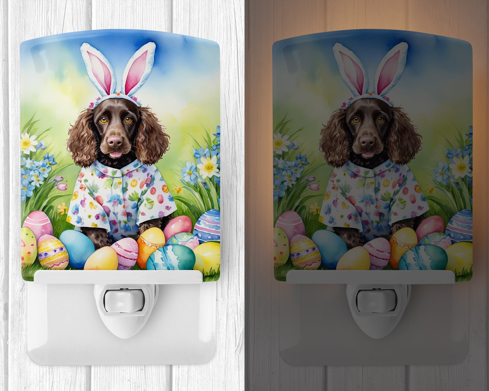 Water Spaniel Easter Egg Hunt Ceramic Night Light