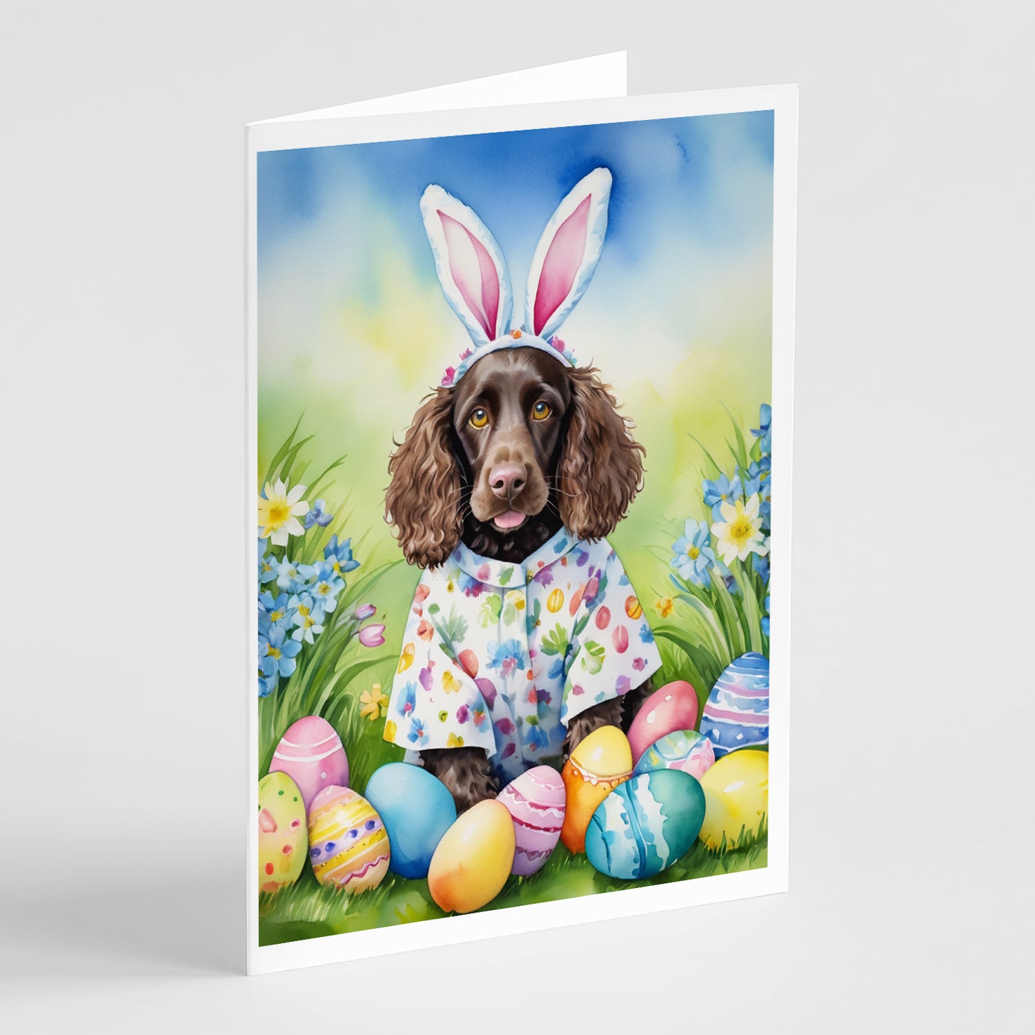 Buy this Water Spaniel Easter Egg Hunt Greeting Cards Pack of 8