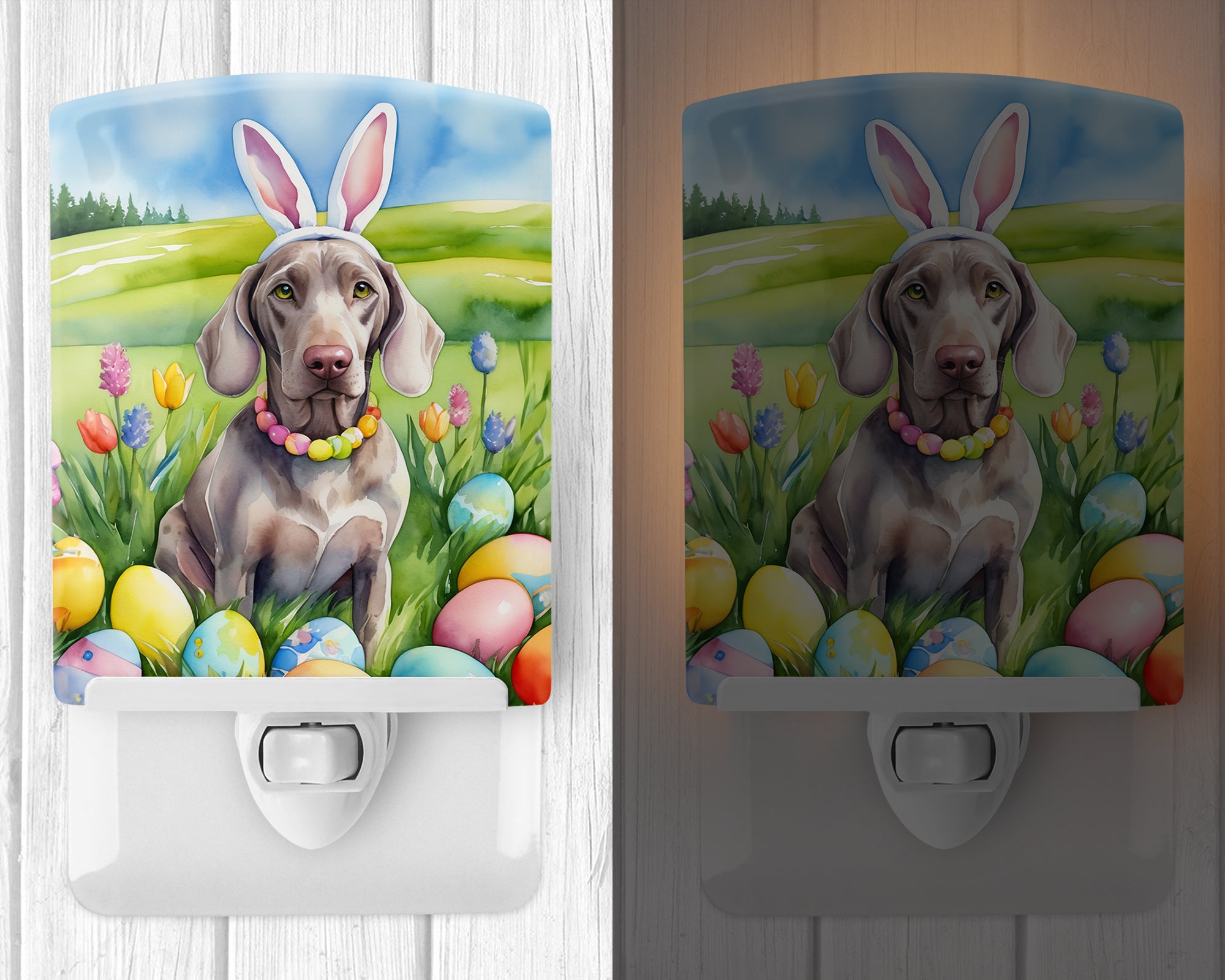 Weimaraner Easter Egg Hunt Ceramic Night Light