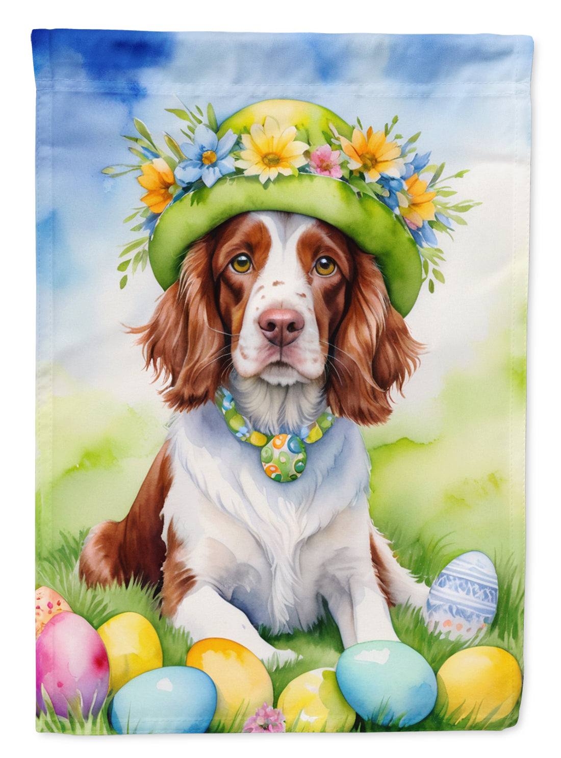 Buy this Welsh Springer Spaniel Easter Egg Hunt House Flag