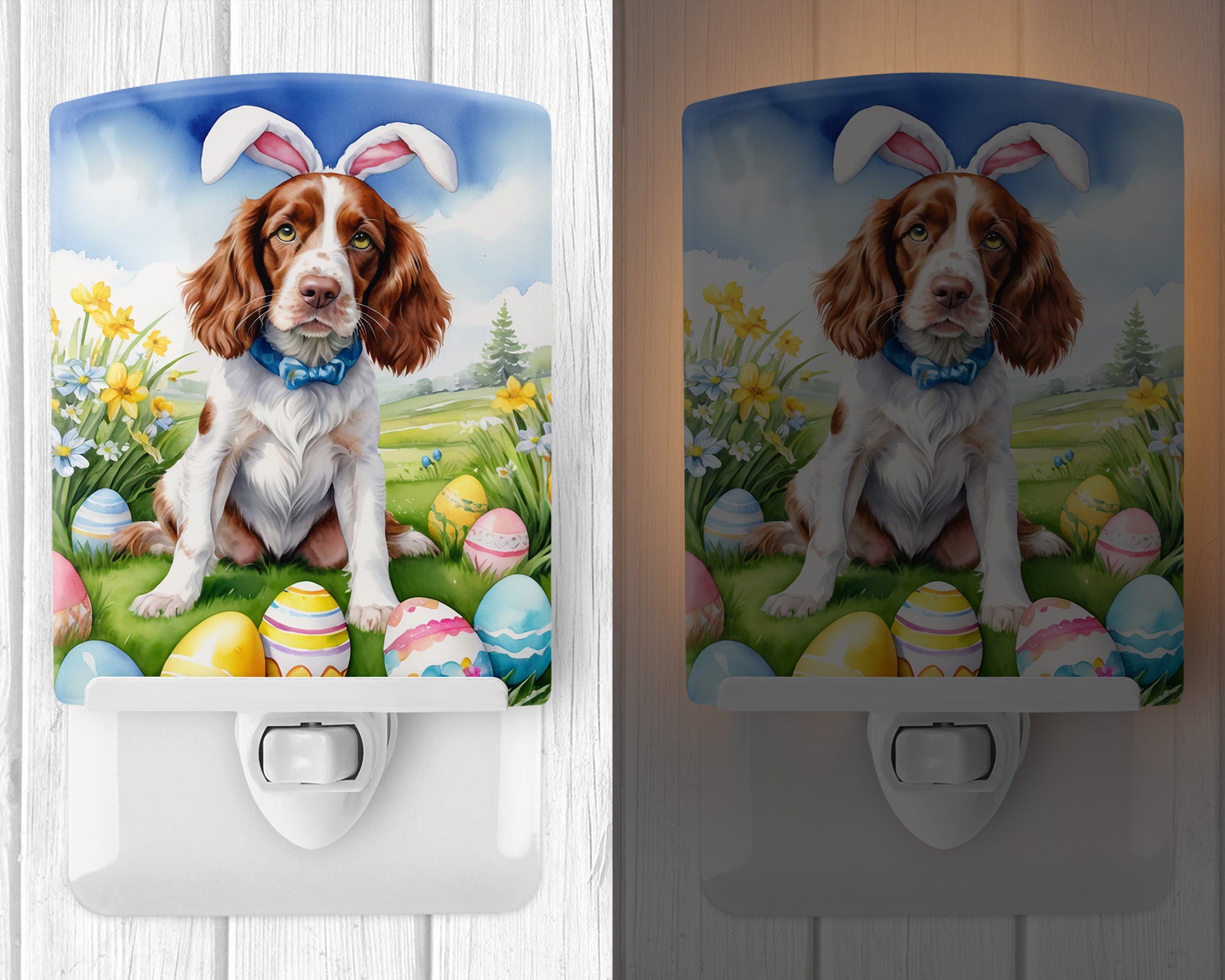 Welsh Springer Spaniel Easter Egg Hunt Ceramic Night Light