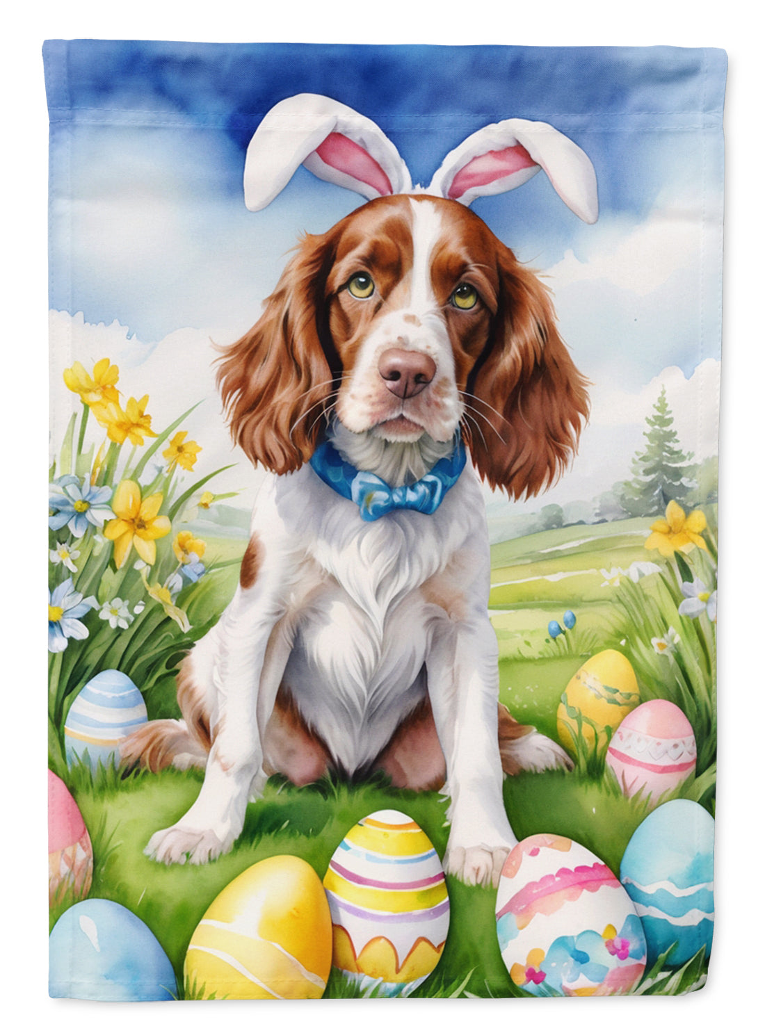 Buy this Welsh Springer Spaniel Easter Egg Hunt Garden Flag