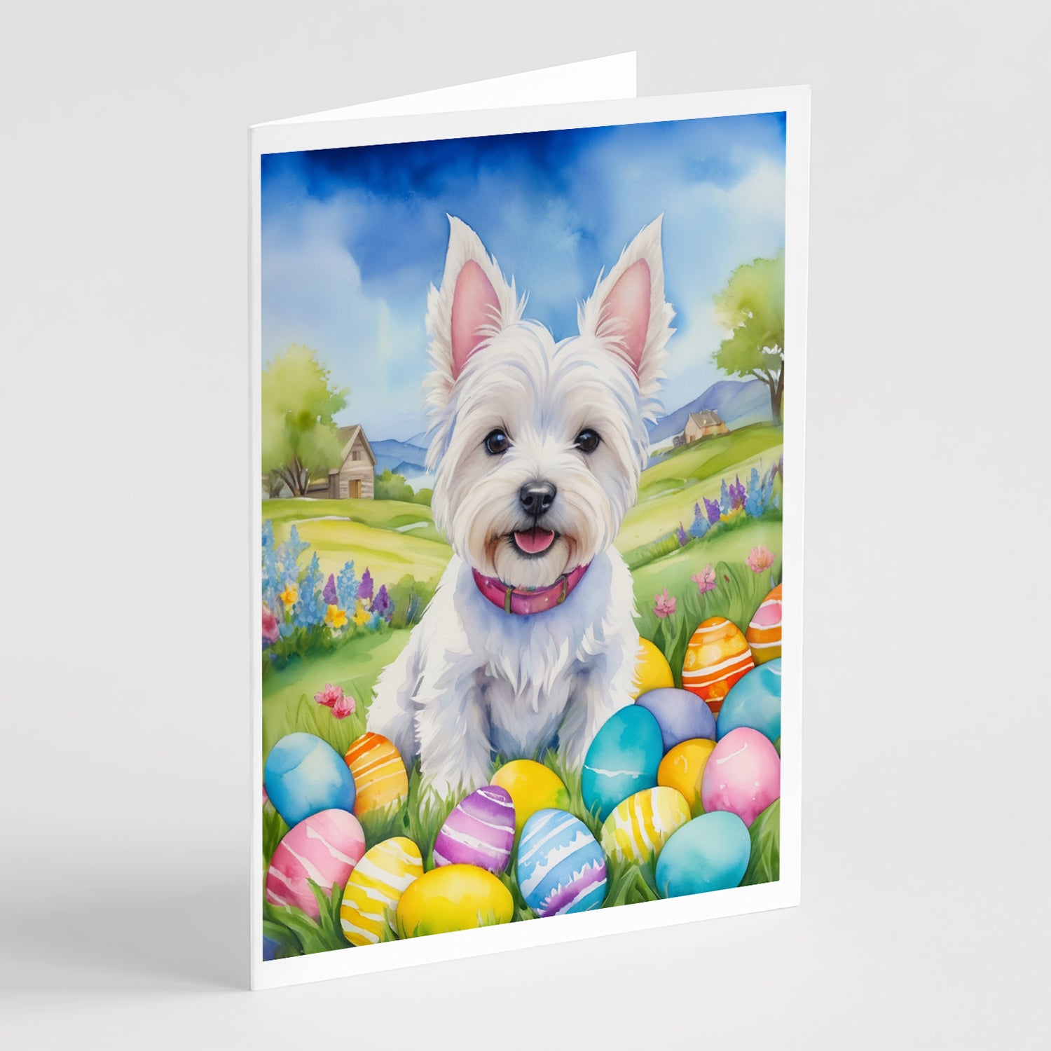 Buy this Westie Easter Egg Hunt Greeting Cards Pack of 8