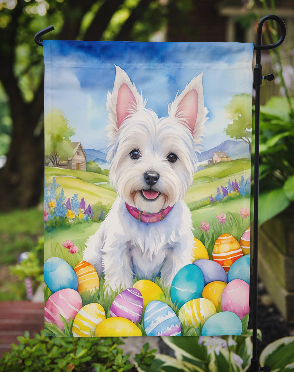 Westie Easter Egg Hunt Garden Flag