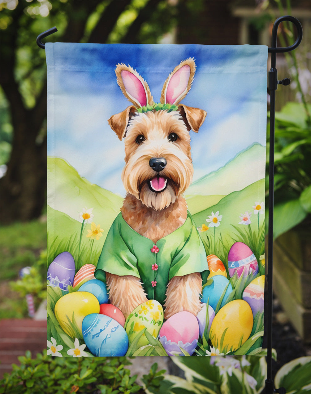 Wheaten Terrier Easter Egg Hunt Garden Flag