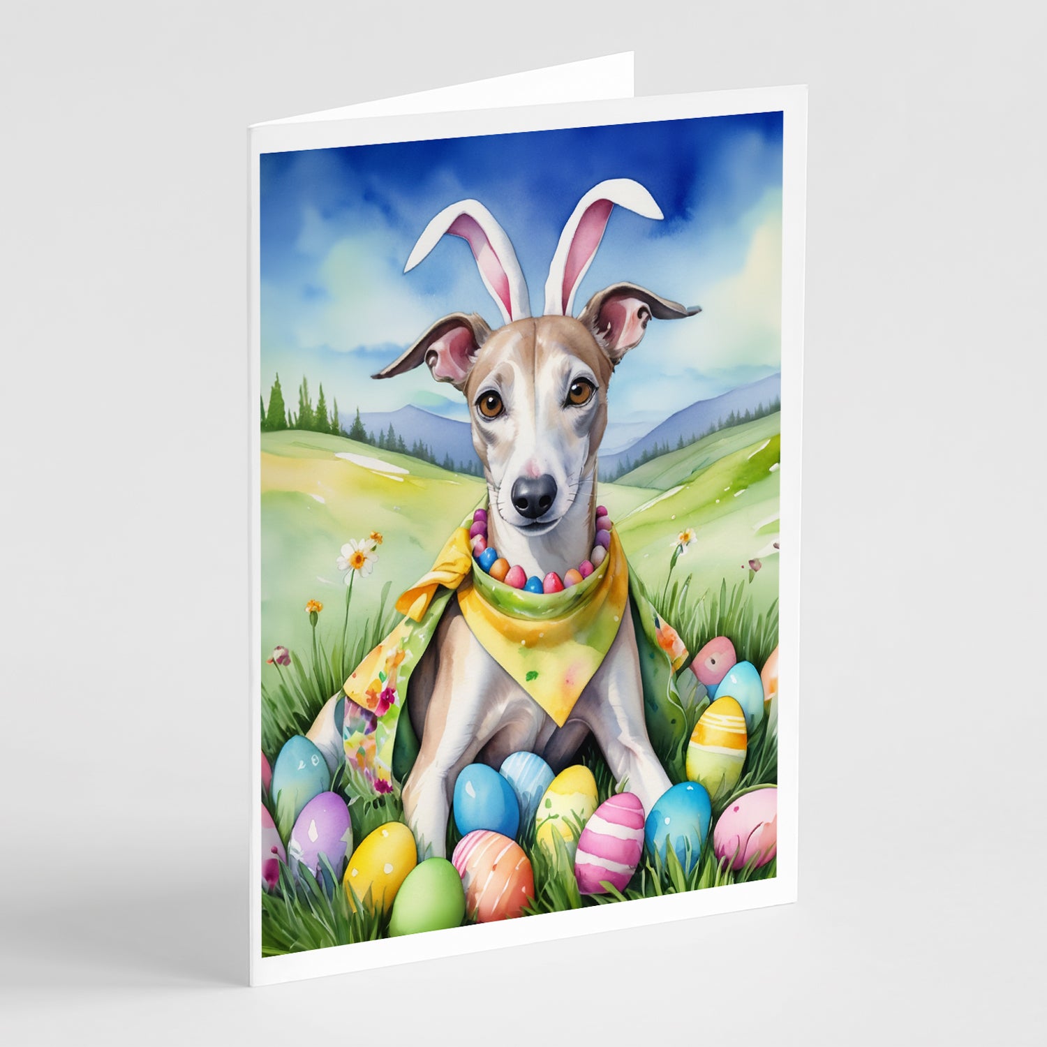 Buy this Whippet Easter Egg Hunt Greeting Cards Pack of 8