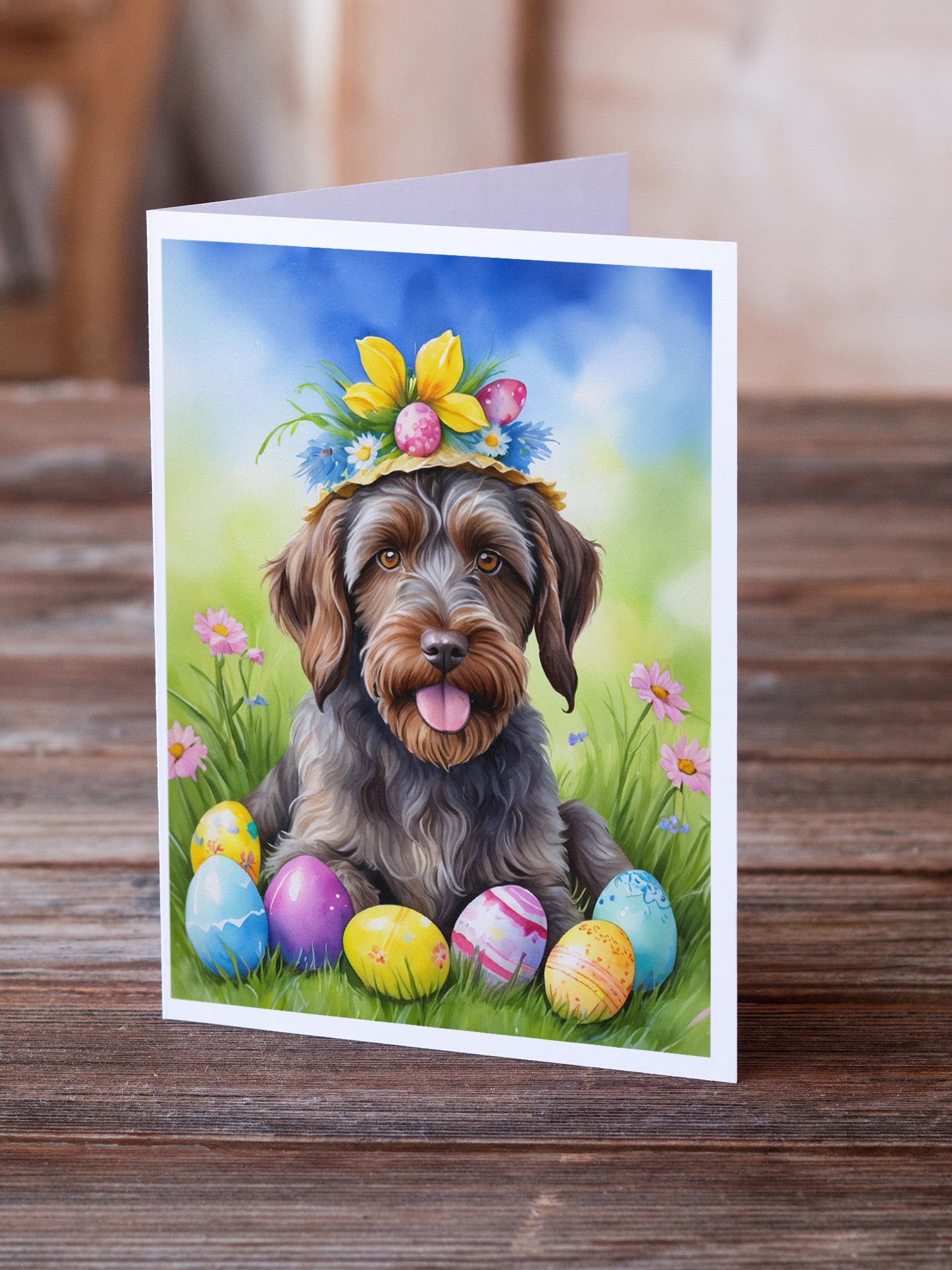 Buy this Wirehaired Pointing Griffon Easter Egg Hunt Greeting Cards Pack of 8