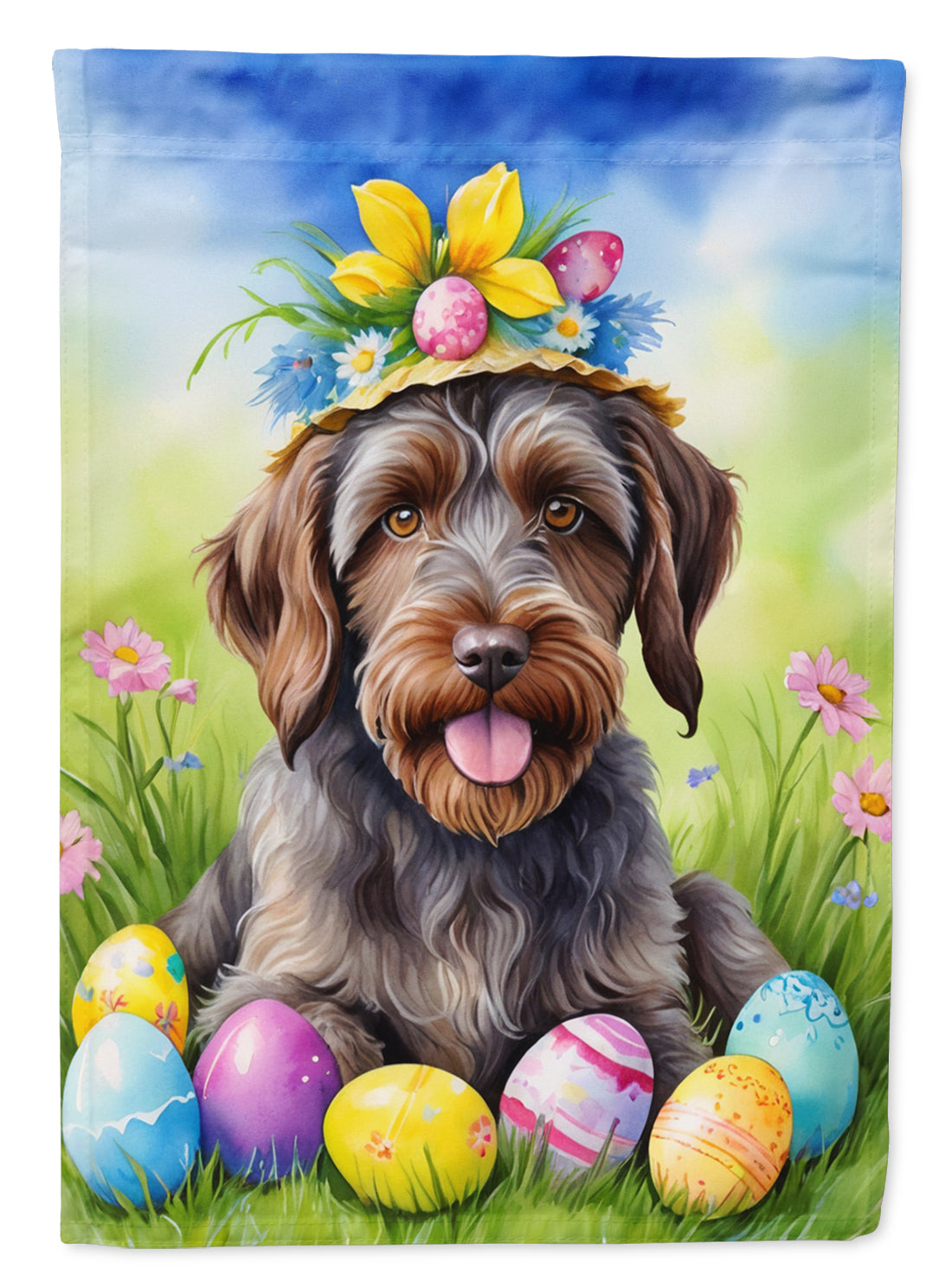 Buy this Wirehaired Pointing Griffon Easter Egg Hunt Garden Flag