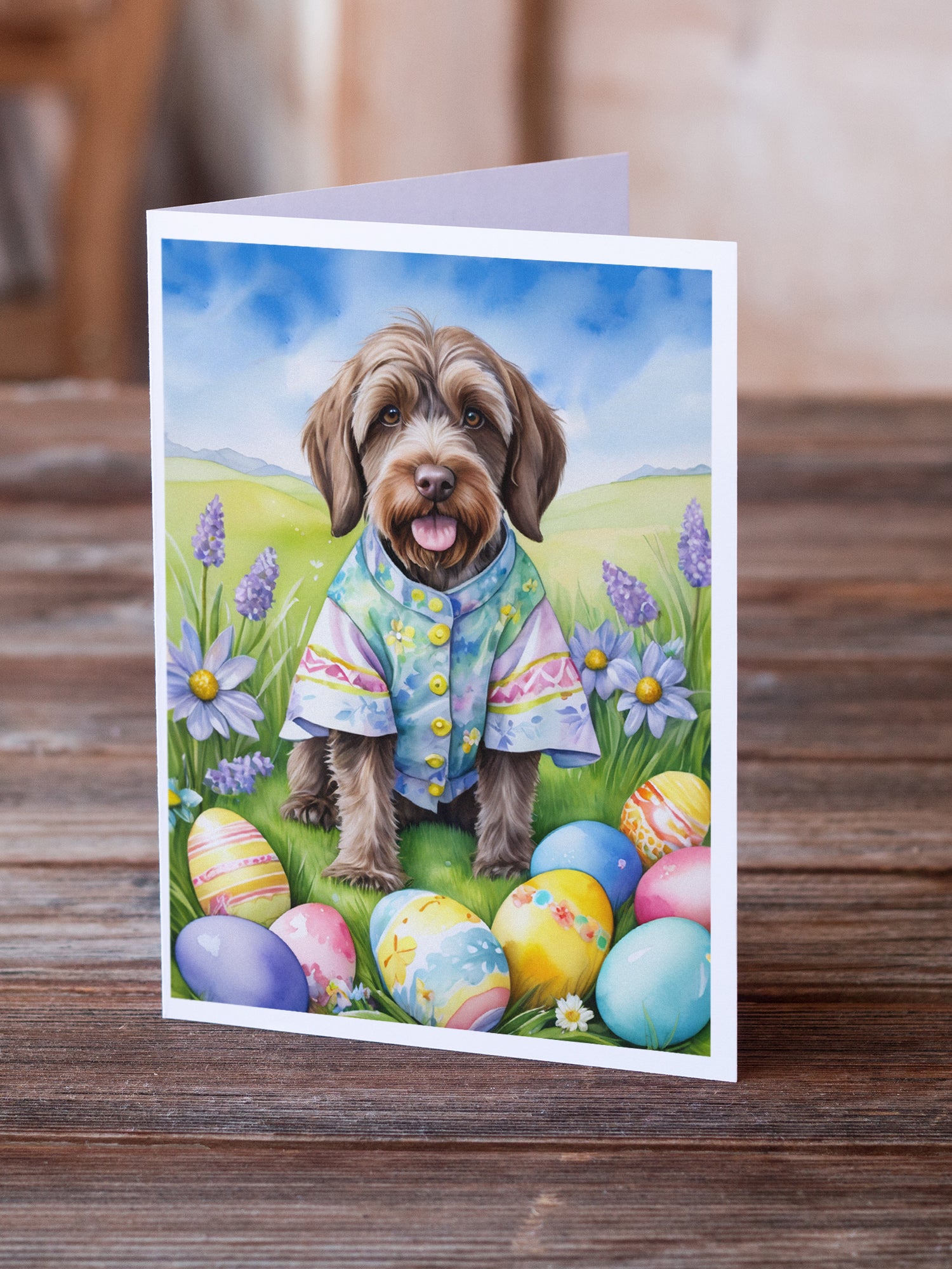 Wirehaired Pointing Griffon Easter Egg Hunt Greeting Cards Pack of 8