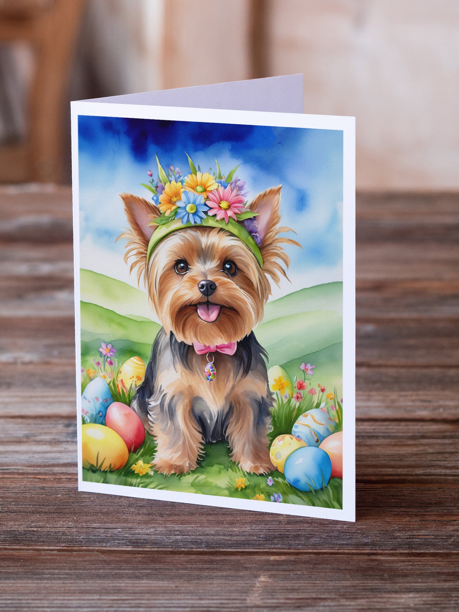 Buy this Yorkshire Terrier Easter Egg Hunt Greeting Cards Pack of 8