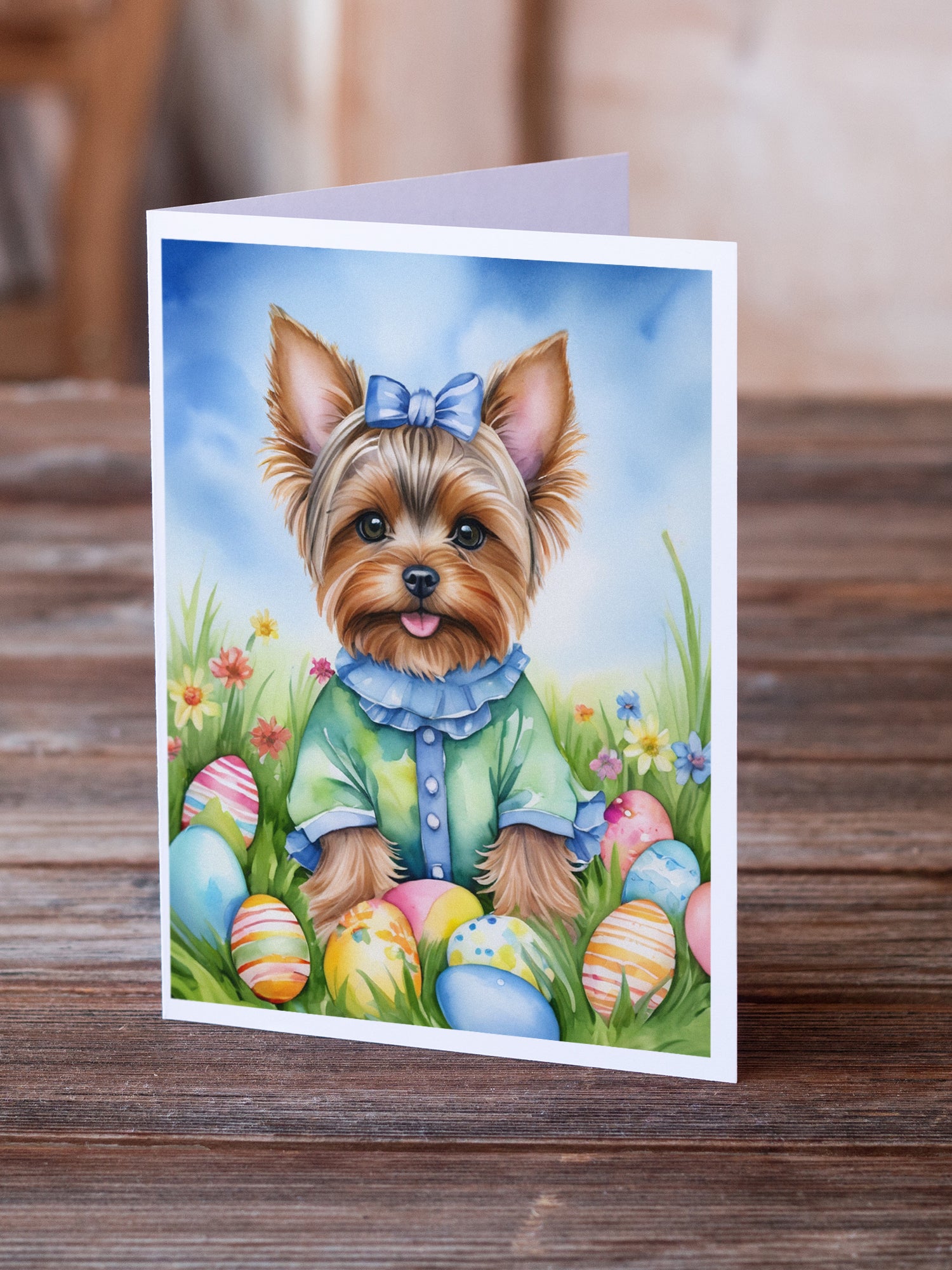 Yorkshire Terrier Easter Egg Hunt Greeting Cards Pack of 8