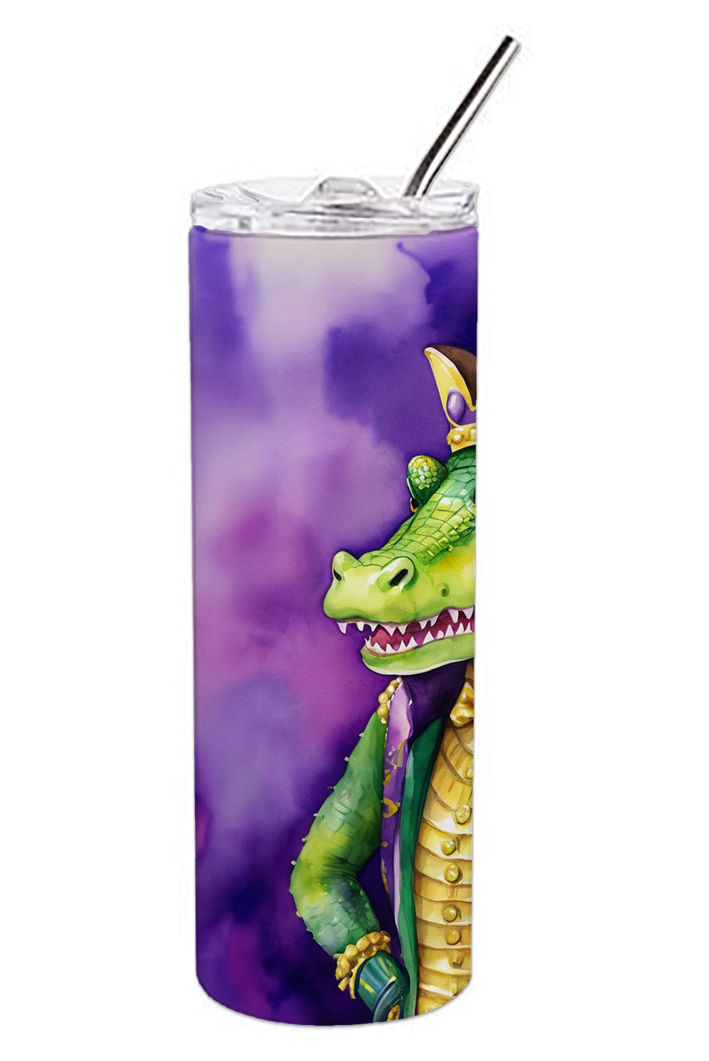 Alligator King of Mardi Gras Stainless Steel Skinny Tumbler