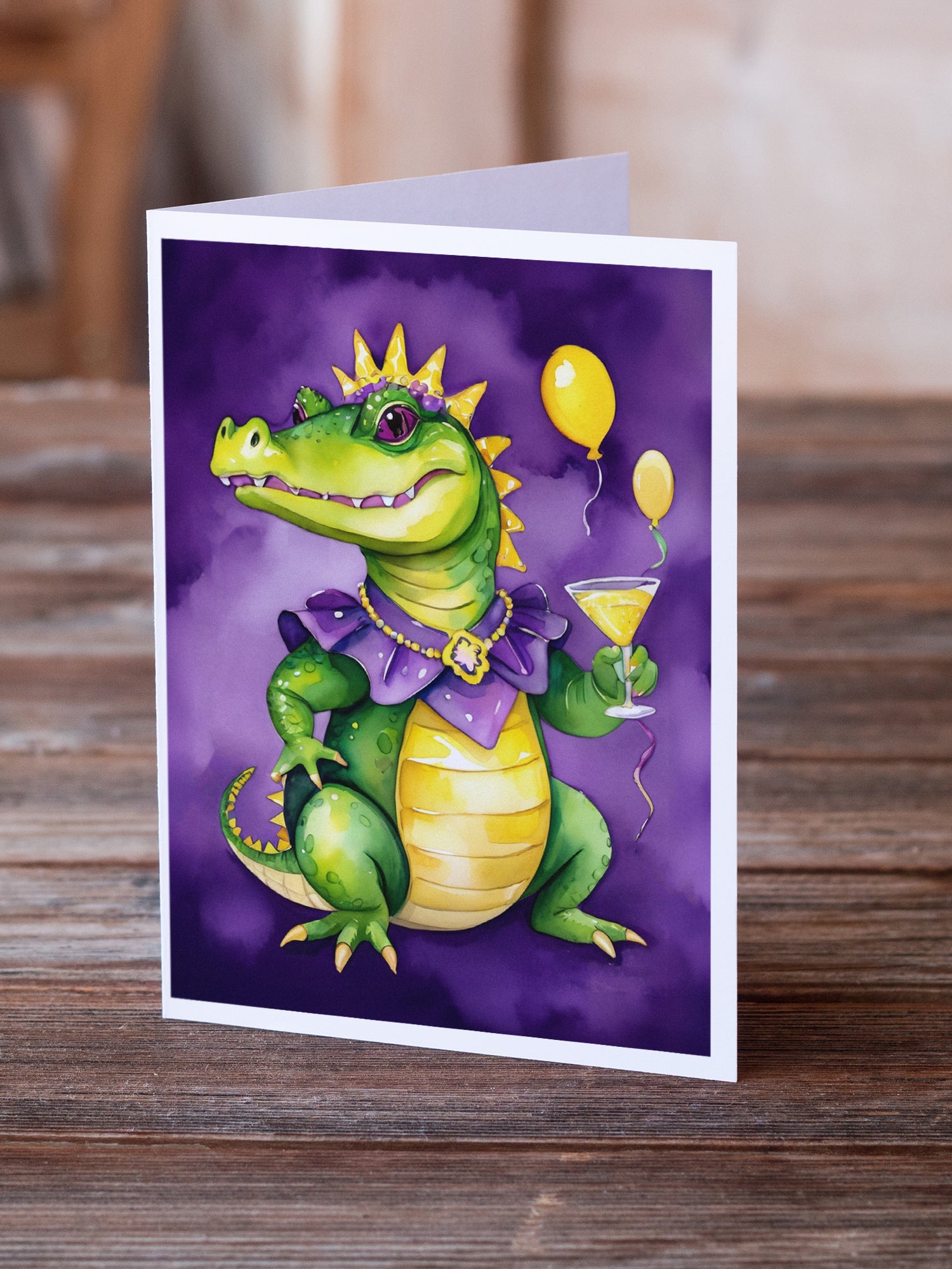 Buy this Alligator Mardi Gras Greeting Cards Pack of 8