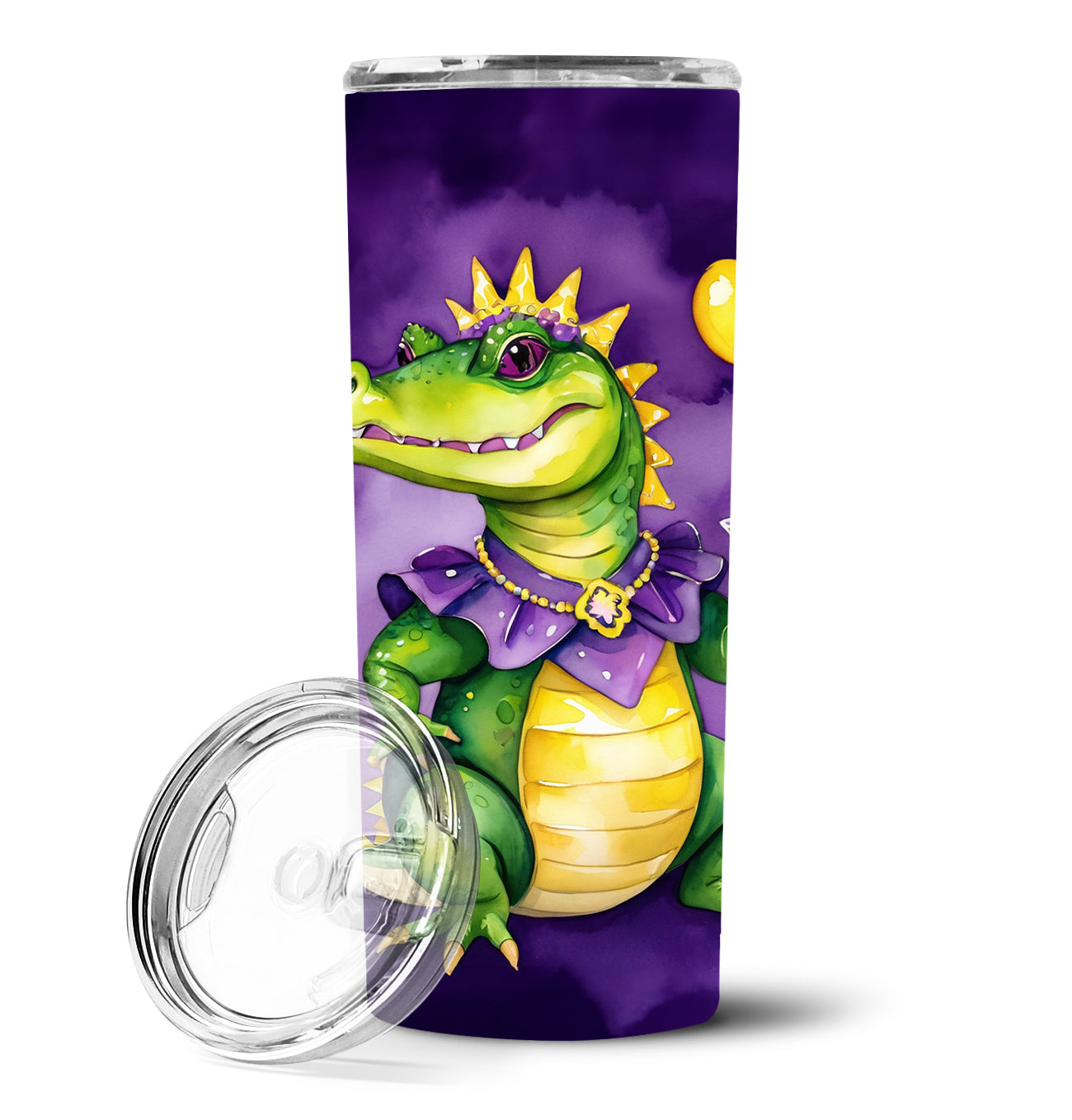 Buy this Alligator Mardi Gras Stainless Steel Skinny Tumbler