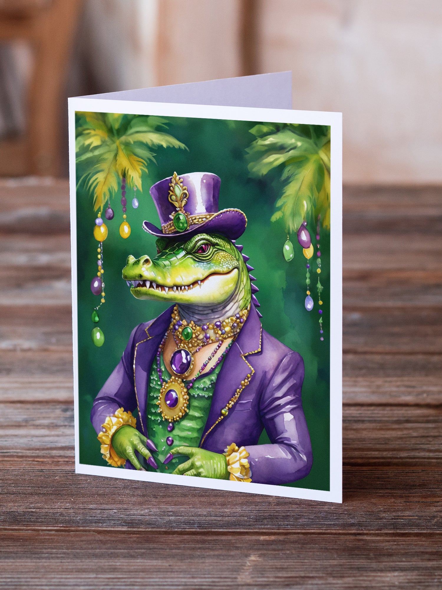 Buy this Alligator King of Mardi Gras Greeting Cards Pack of 8