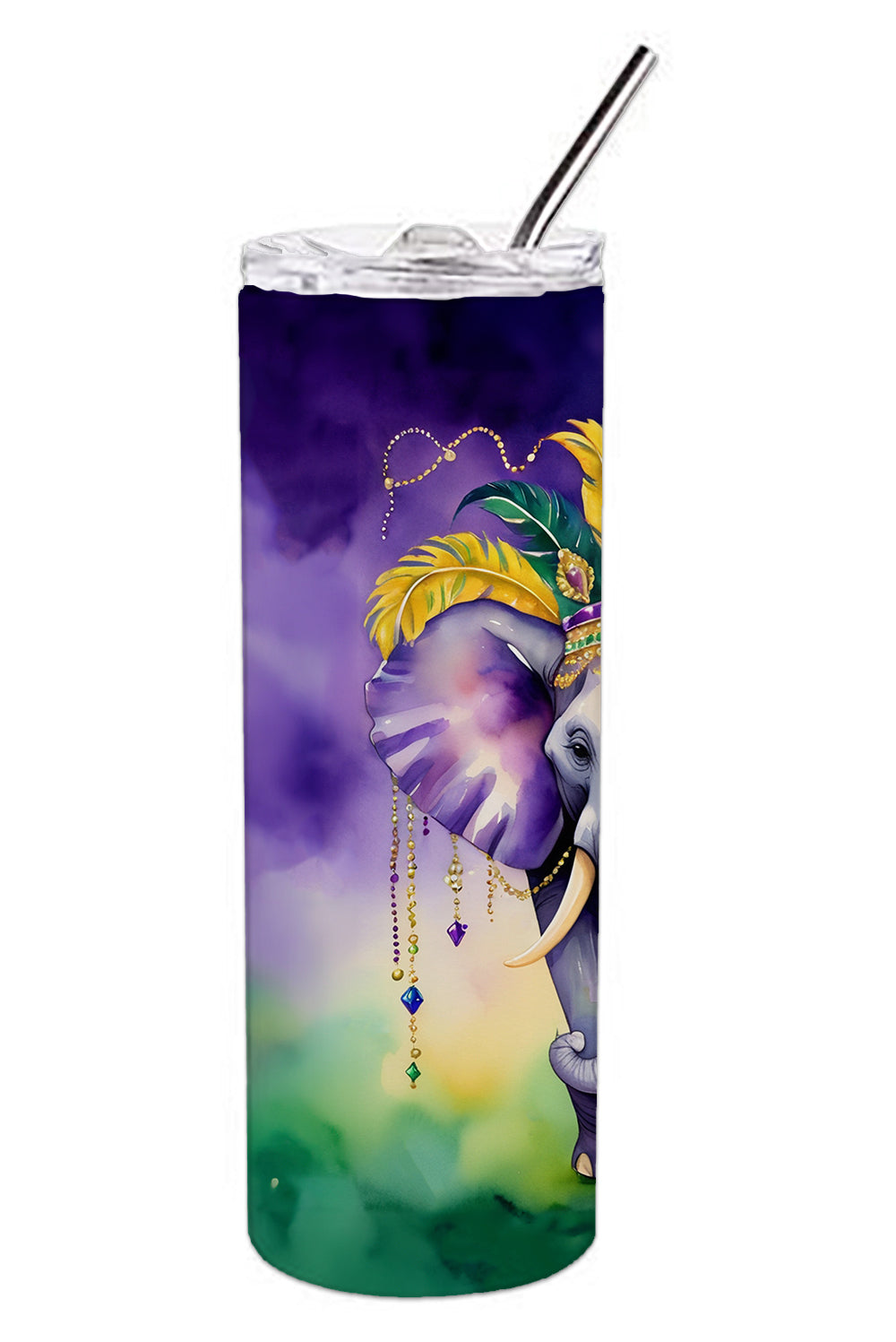 Buy this Elephant King of Mardi Gras Stainless Steel Skinny Tumbler