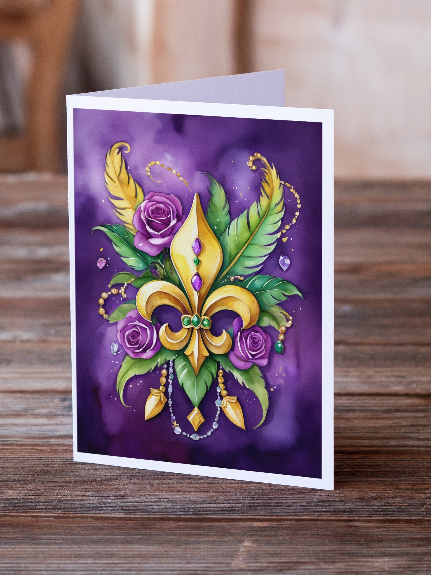 Buy this Fleur de lis Mardi Gras Greeting Cards Pack of 8