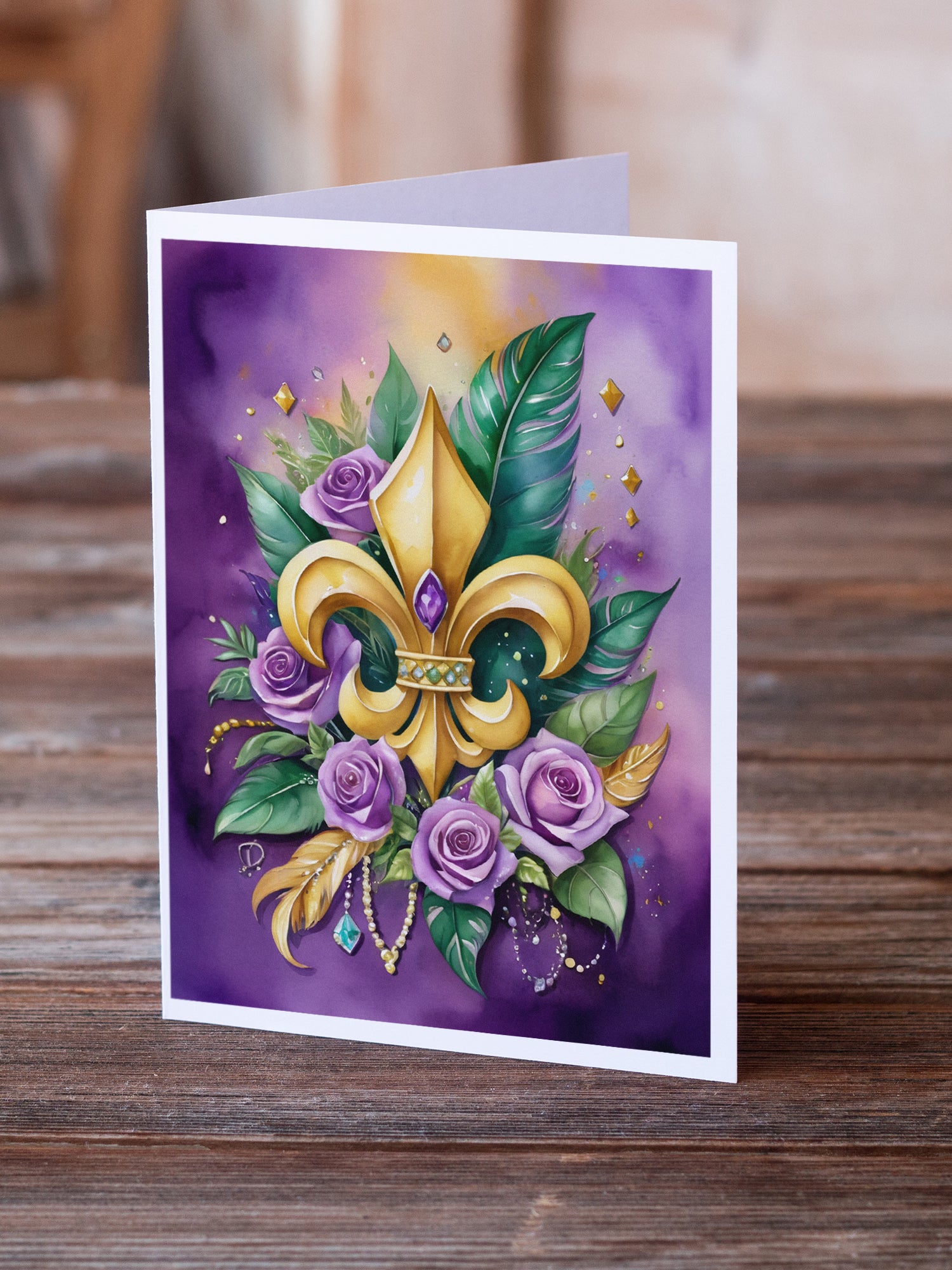 Buy this Fleur de lis Mardi Gras Greeting Cards Pack of 8