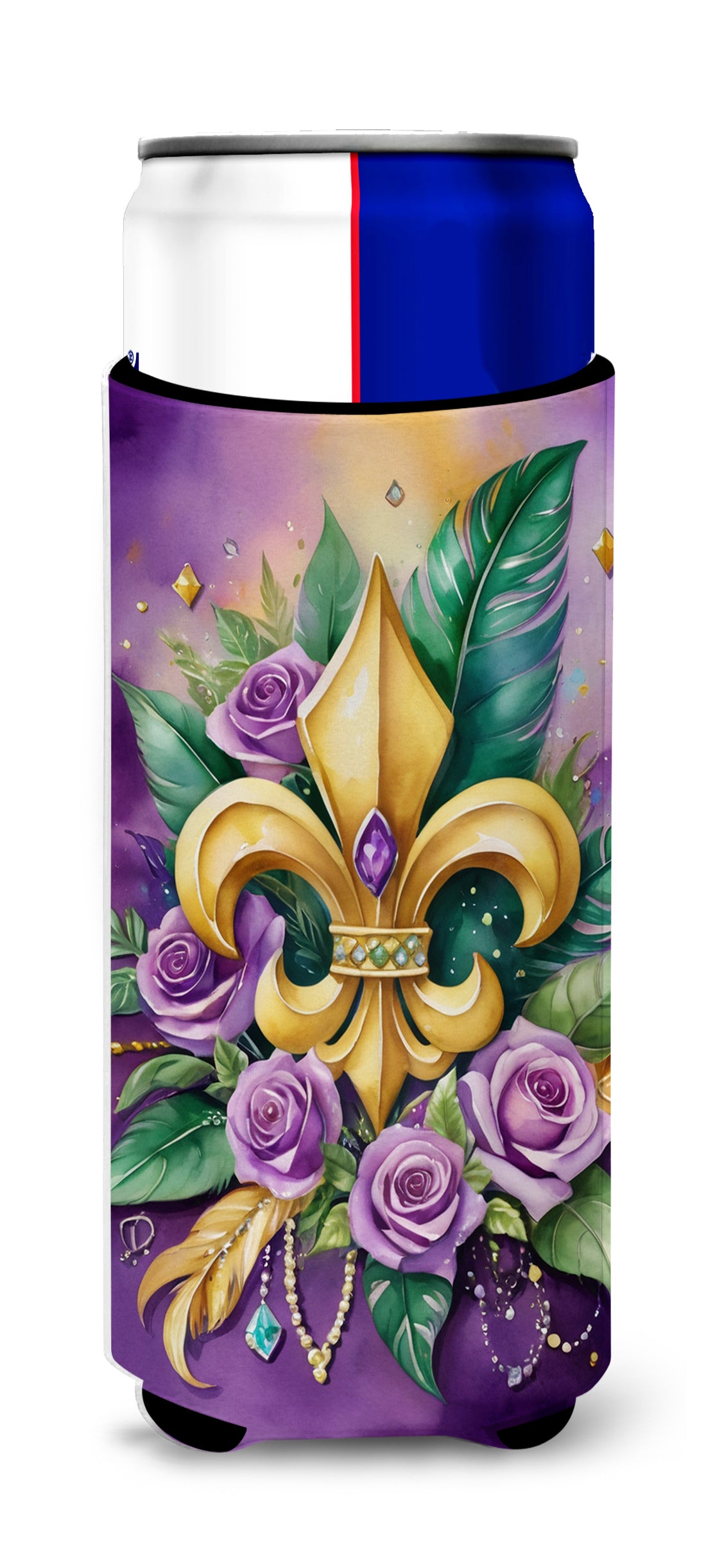 Buy this Fleur de lis Mardi Gras Hugger for Ultra Slim Cans