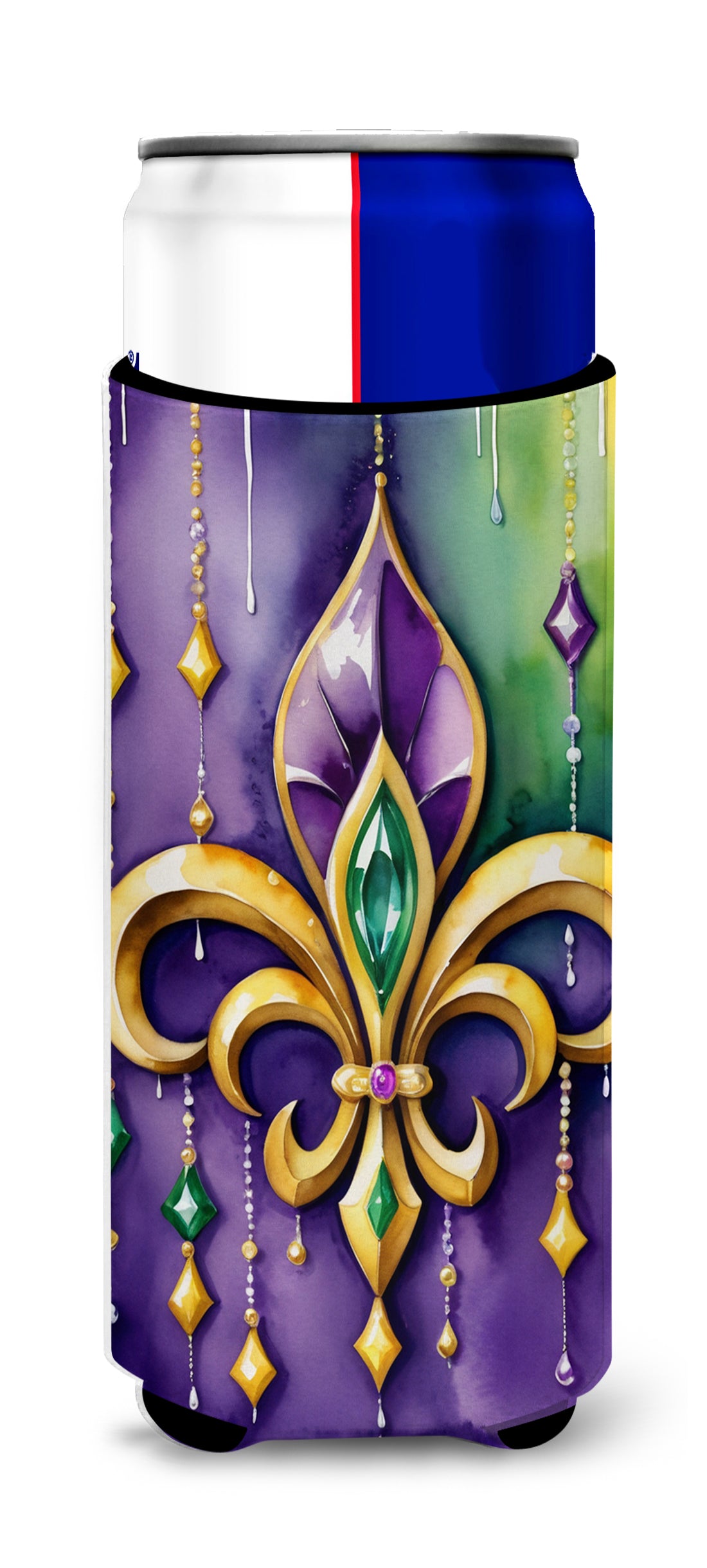 Buy this Fleur de lis Mardi Gras Hugger for Ultra Slim Cans