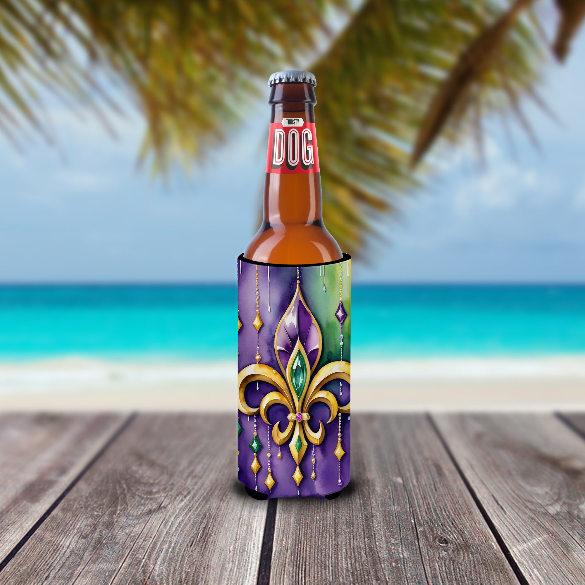 Buy this Fleur de lis Mardi Gras Hugger for Ultra Slim Cans