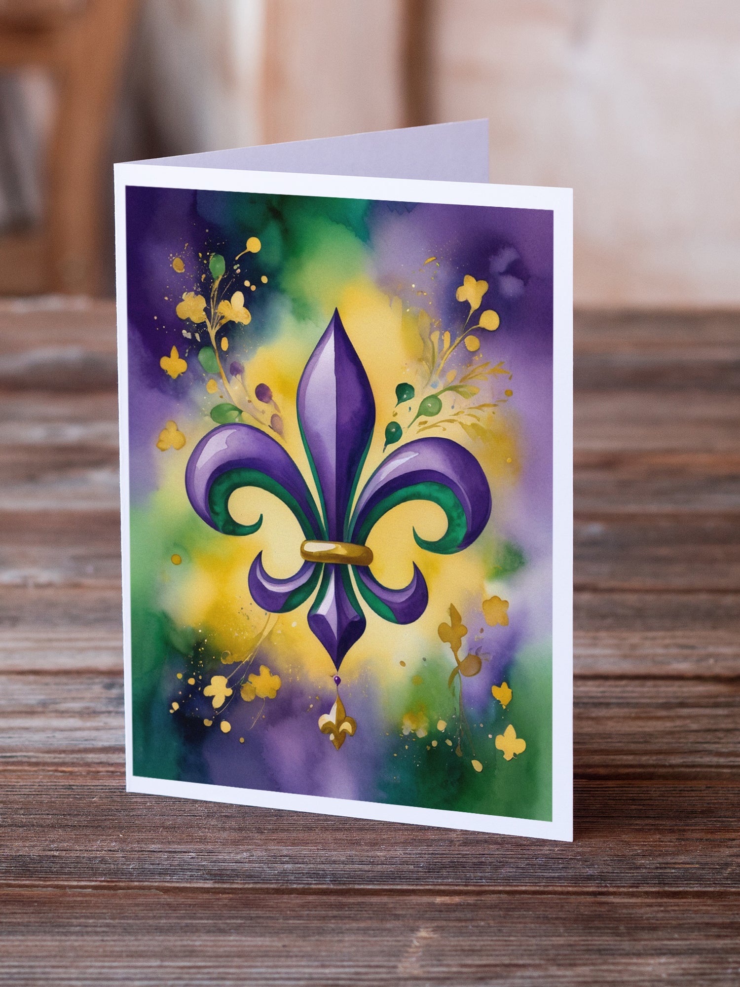 Fleur de lis Mardi Gras Greeting Cards Pack of 8