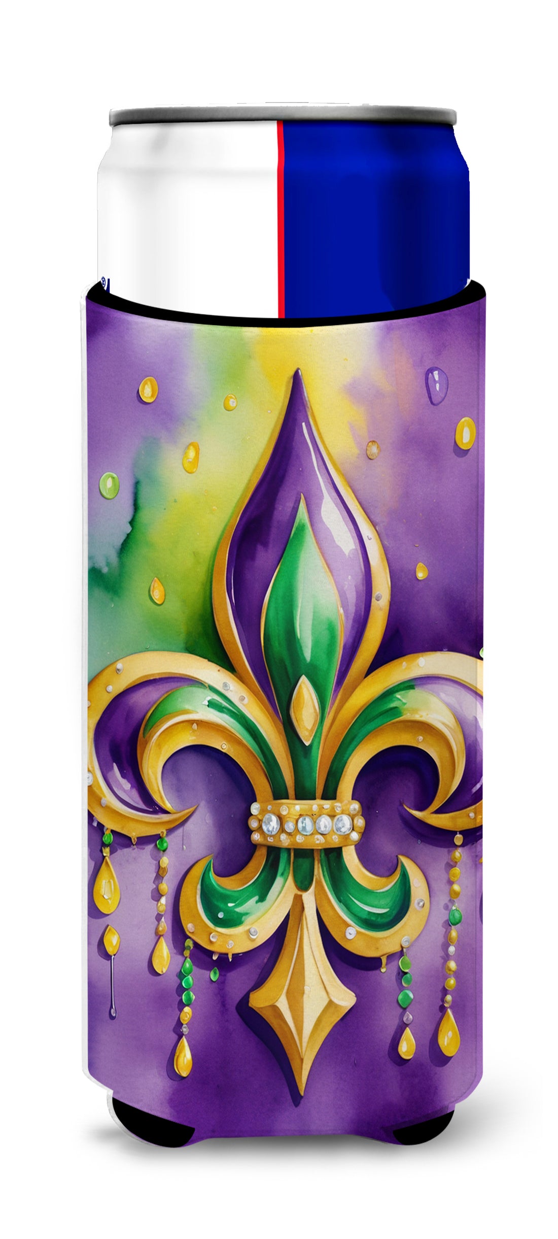 Buy this Fleur de lis Mardi Gras Hugger for Ultra Slim Cans