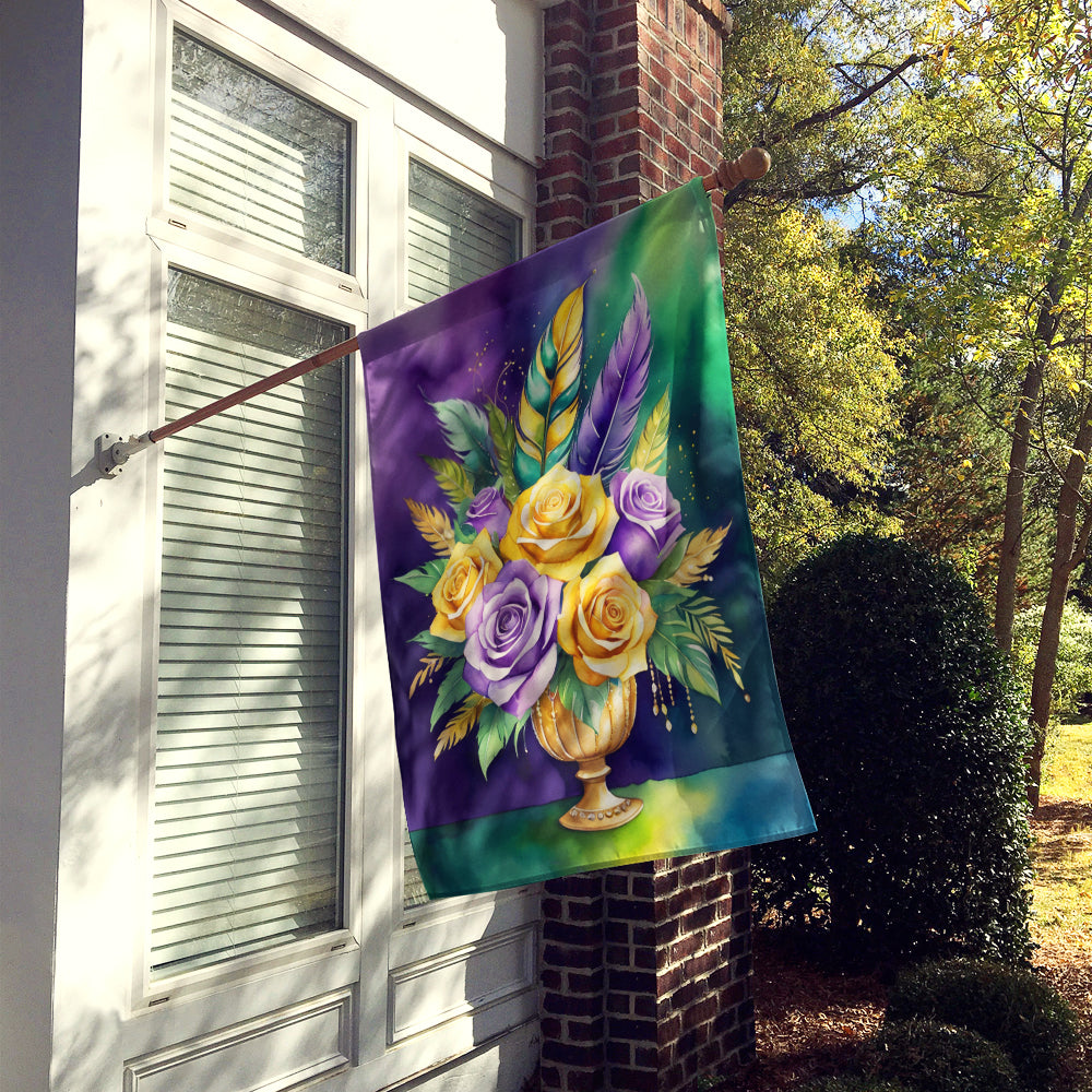 Flowers Mardi Gras House Flag