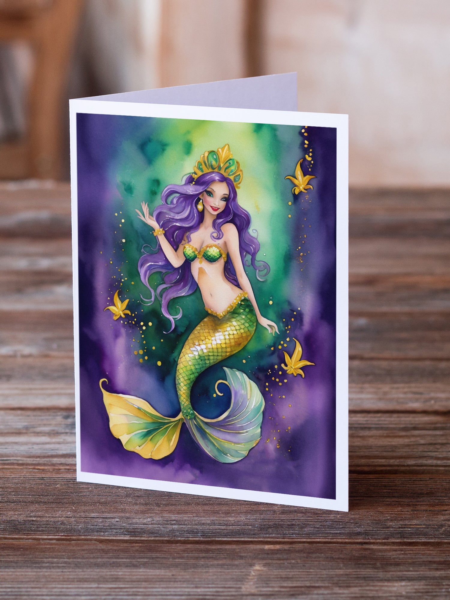 Buy this Mermaid Mardi Gras Greeting Cards Pack of 8