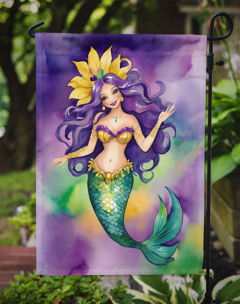 Mermaid Mardi Gras Garden Flag