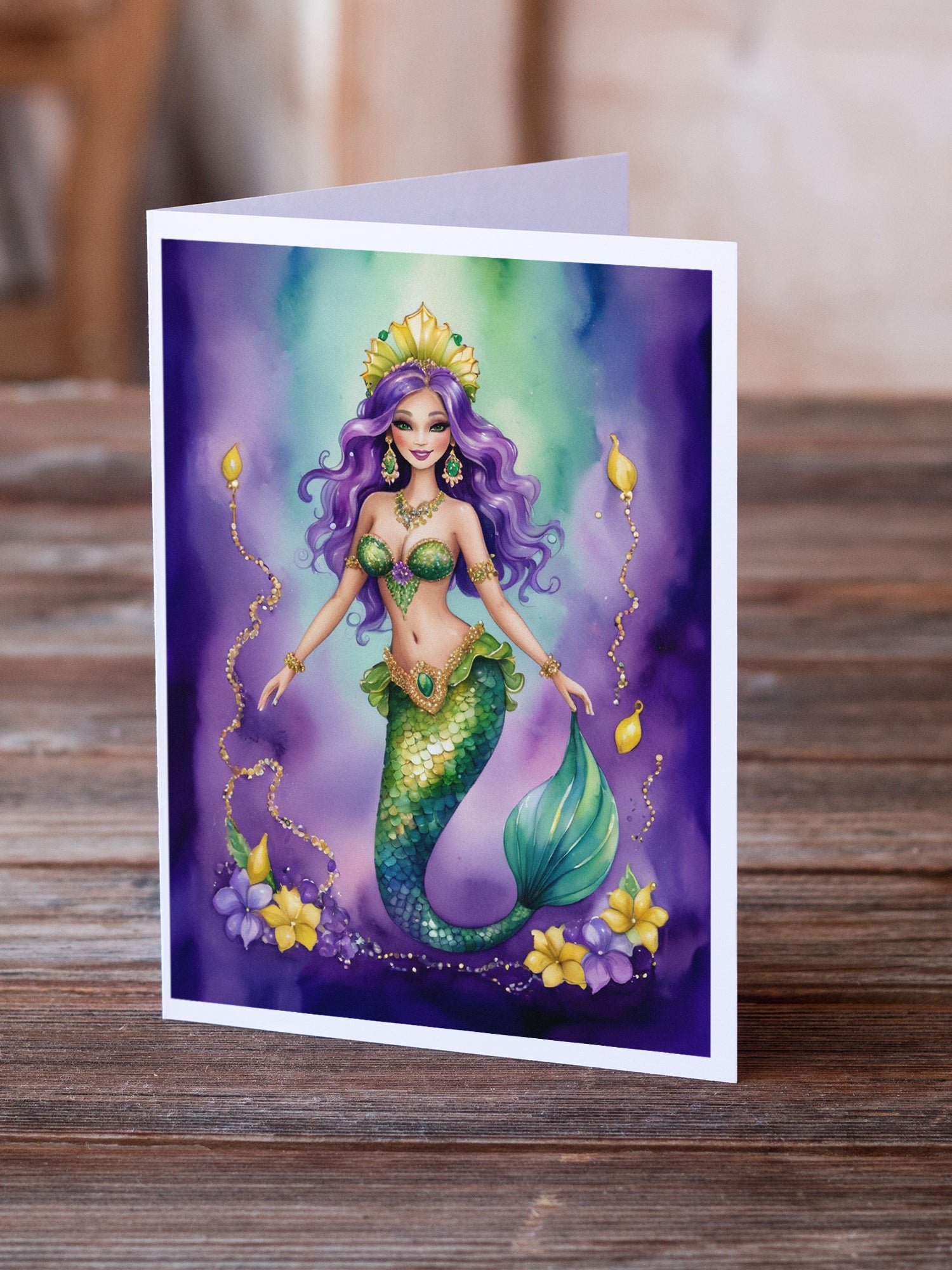 Buy this Mermaid Mardi Gras Greeting Cards Pack of 8