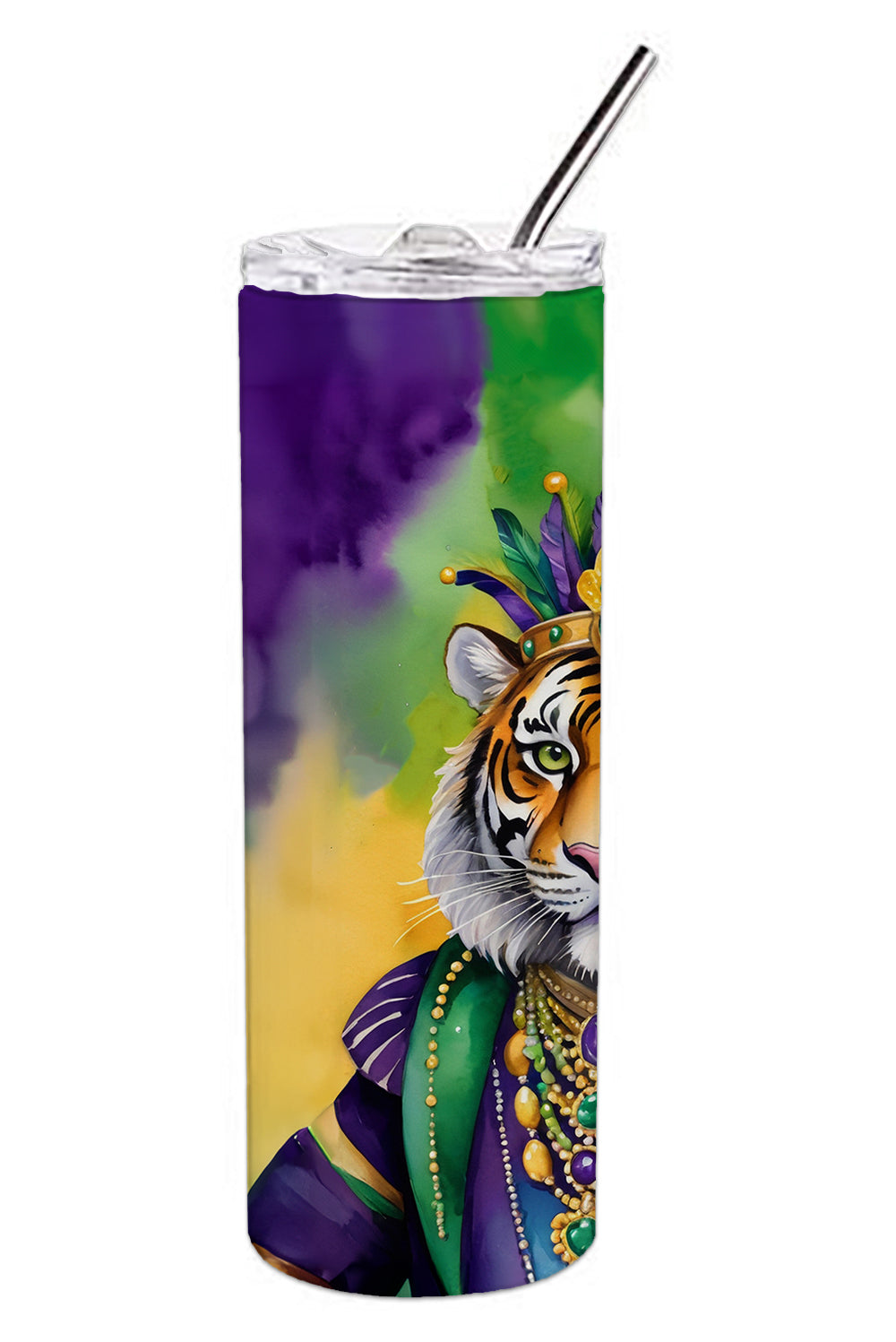 Buy this Tiger the King of Mardi Gras Stainless Steel Skinny Tumbler