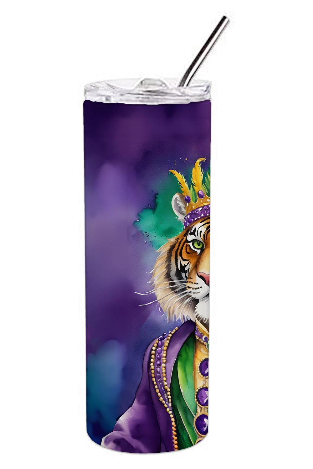 Buy this Tiger the King of Mardi Gras Stainless Steel Skinny Tumbler