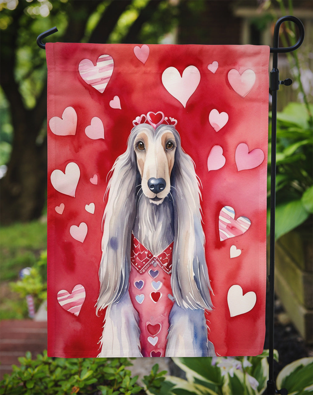 Afghan Hound My Valentine Garden Flag