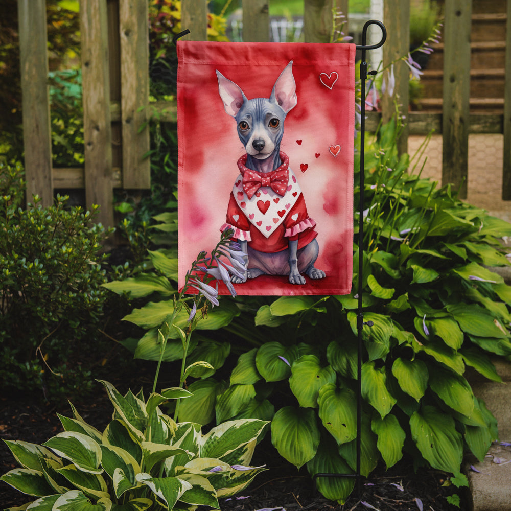 American Hairless Terrier My Valentine Garden Flag