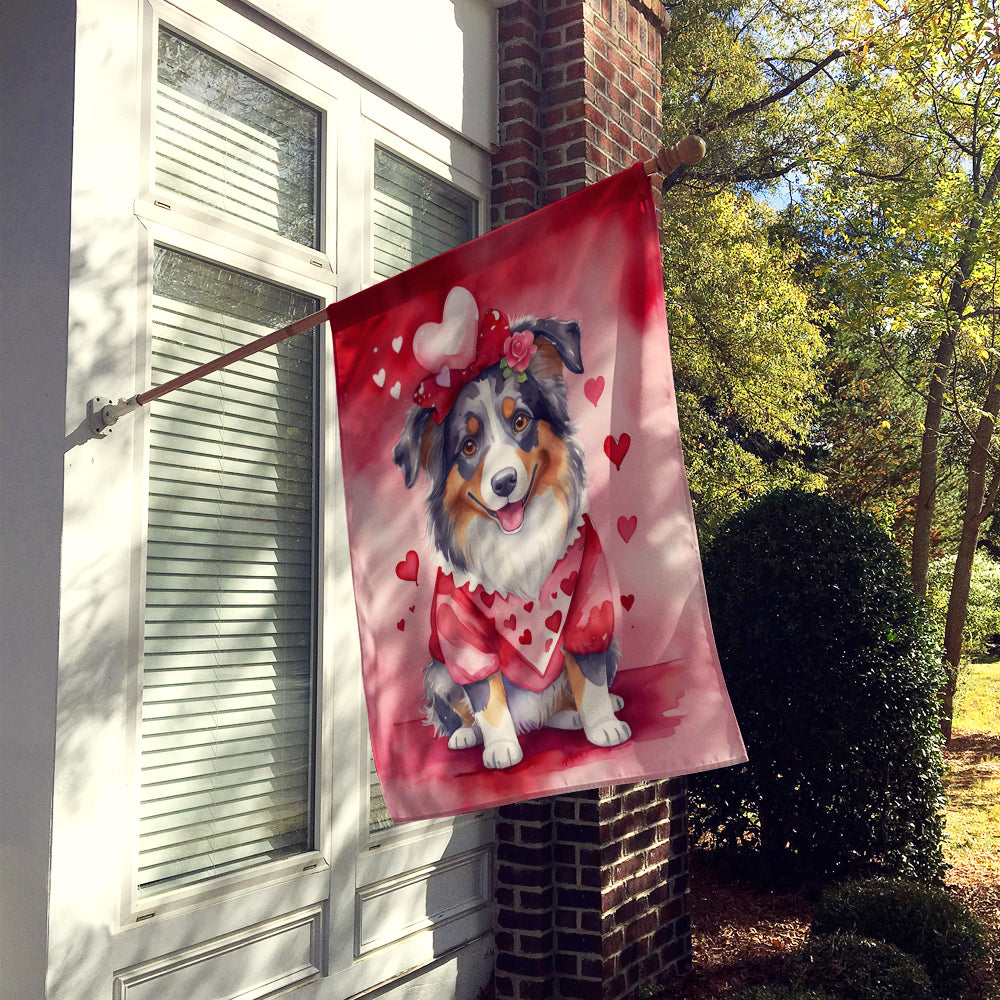 Australian Shepherd My Valentine House Flag