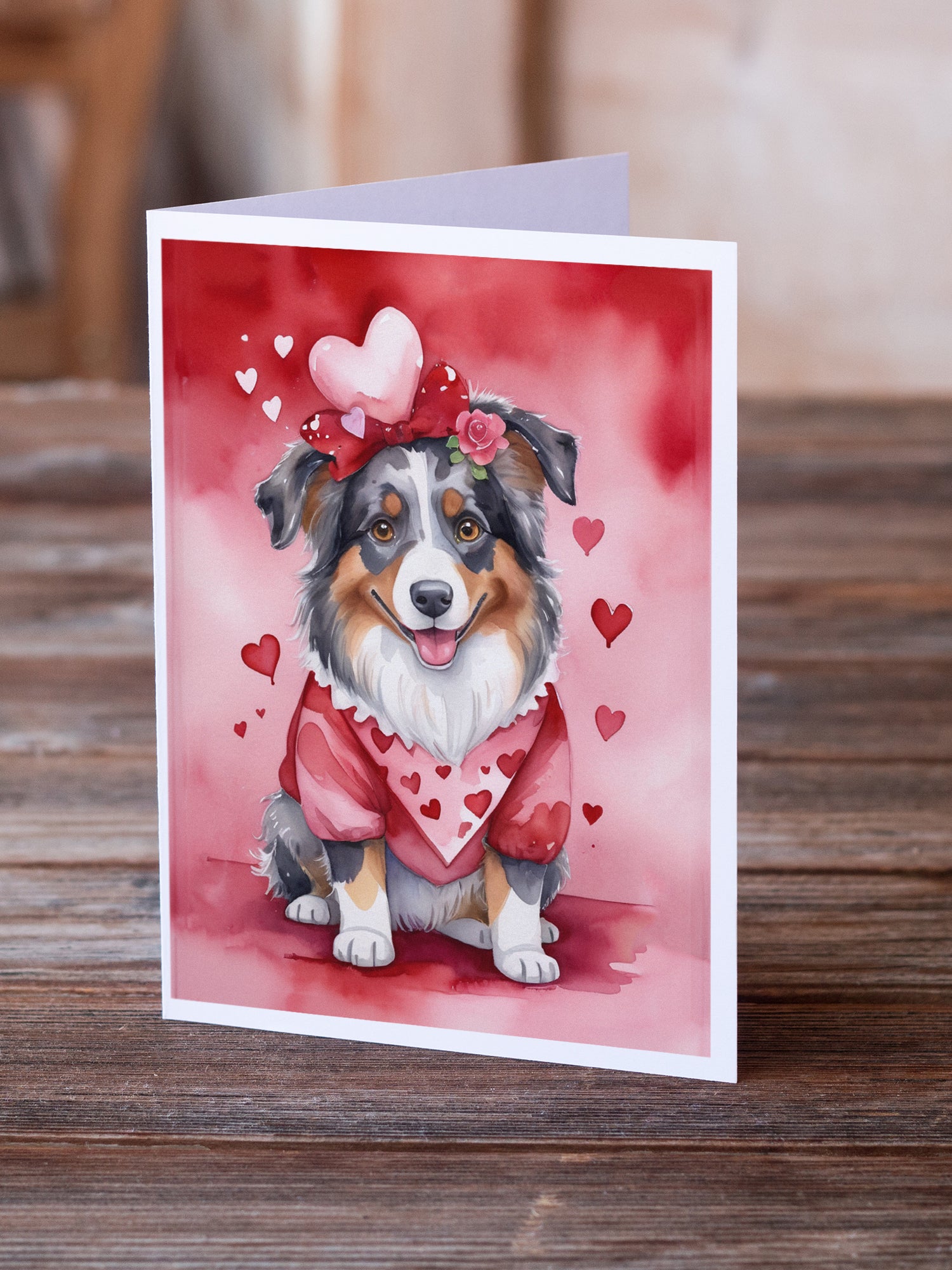 Buy this Australian Shepherd My Valentine Greeting Cards Pack of 8