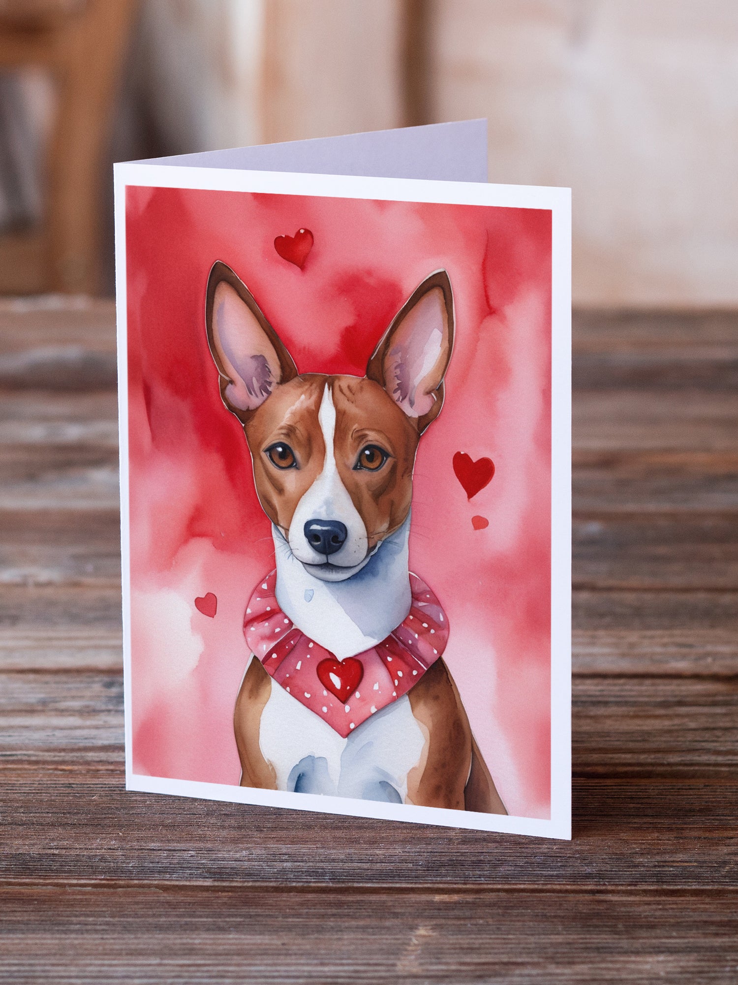 Basenji My Valentine Greeting Cards Pack of 8