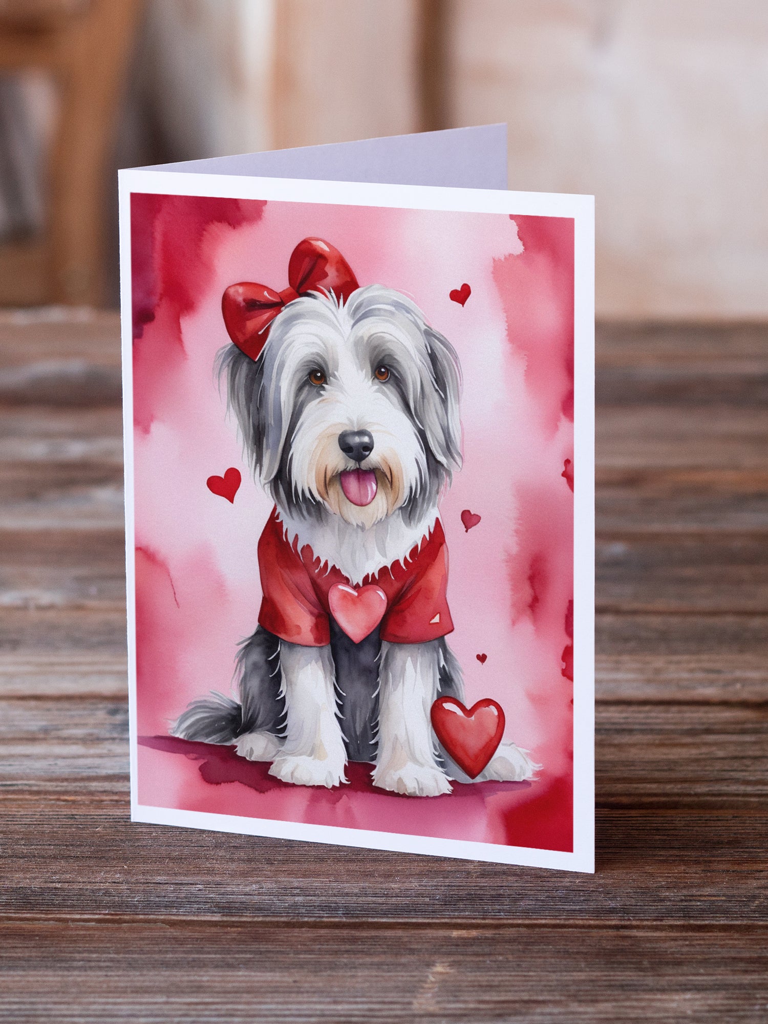 Bearded Collie My Valentine Greeting Cards Pack of 8