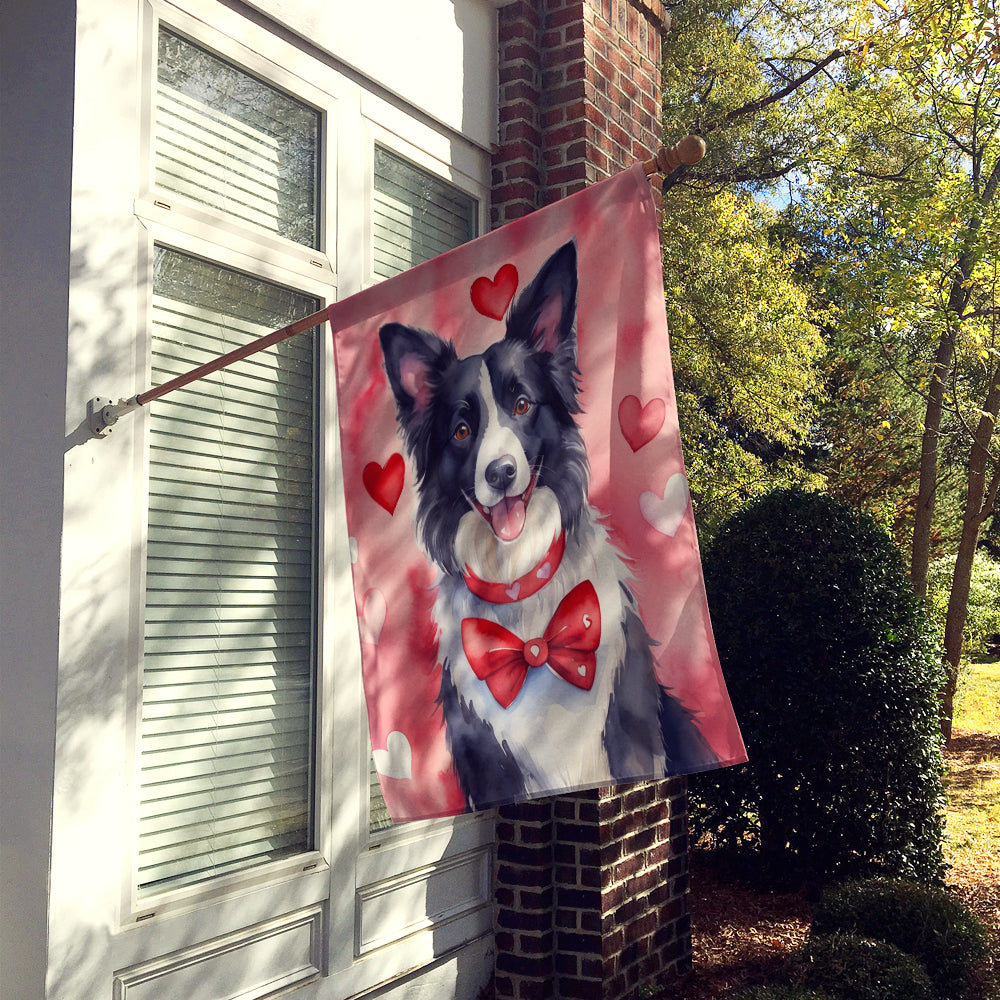 Border Collie My Valentine House Flag