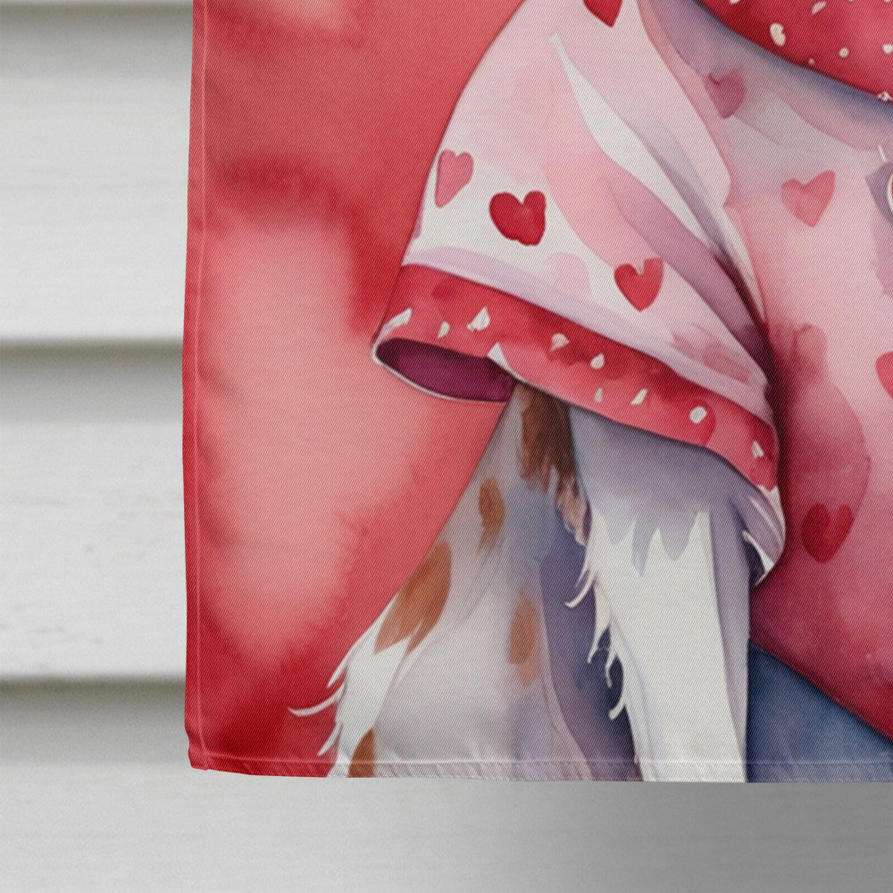 Brittany Spaniel My Valentine House Flag